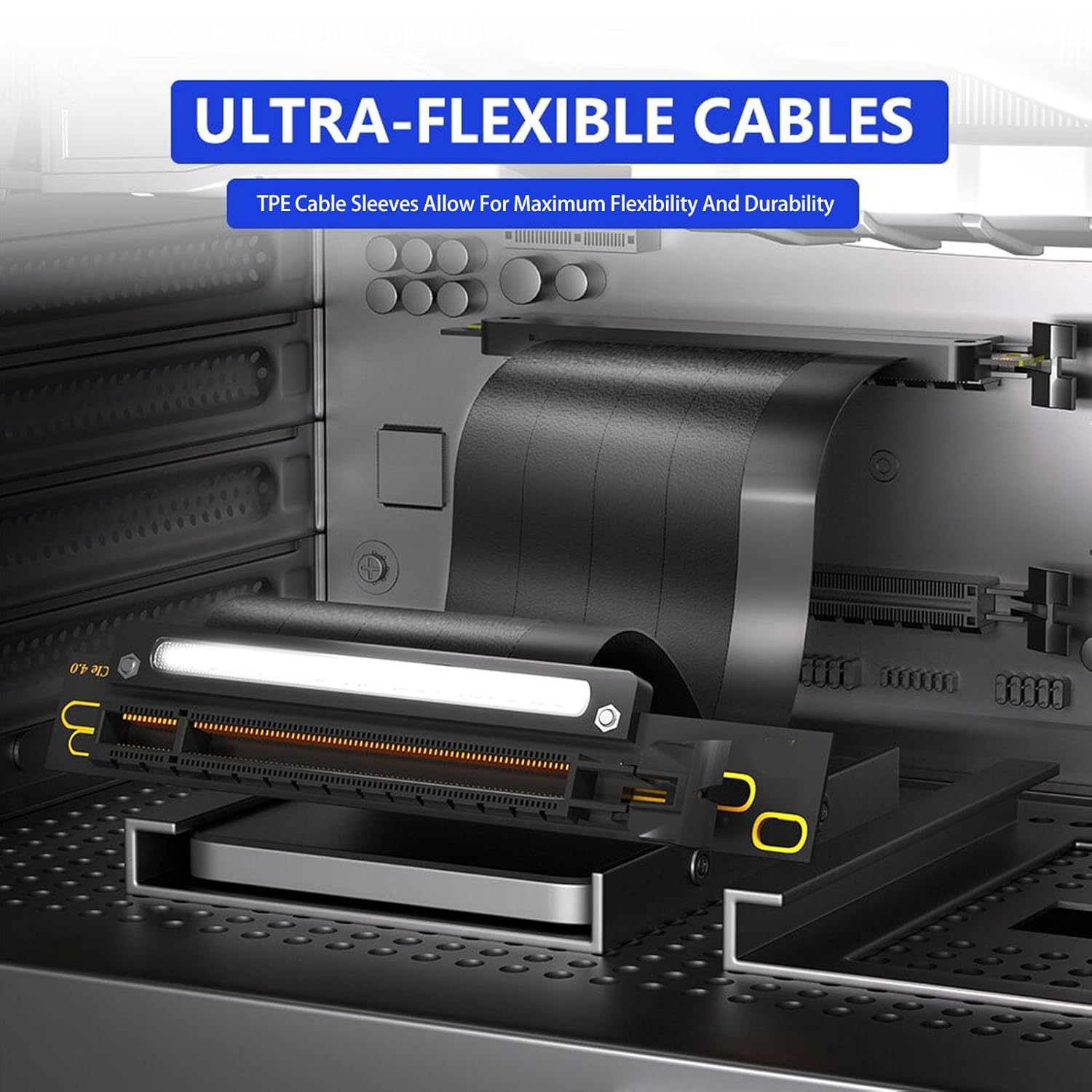 Pcie 4.0 X16 Riser Cable, Pcie 4.0 X16 Extension Cable, GPU Riser Cable High Speed Extension Port Adapter 180 Degree EMI Shielded for RTX4090 for Rtx3090Ti for RTX3090 (300Mm) image number 5