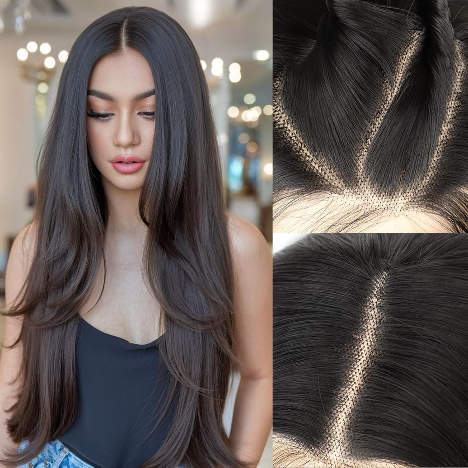 FASHION IDOL Lace Front Curly Wigs 31 Inches with Baby Hair Long Synthetic Natural Water Wavy Wig for Black Women Ombre Auburn with E Type HD Lace Wig