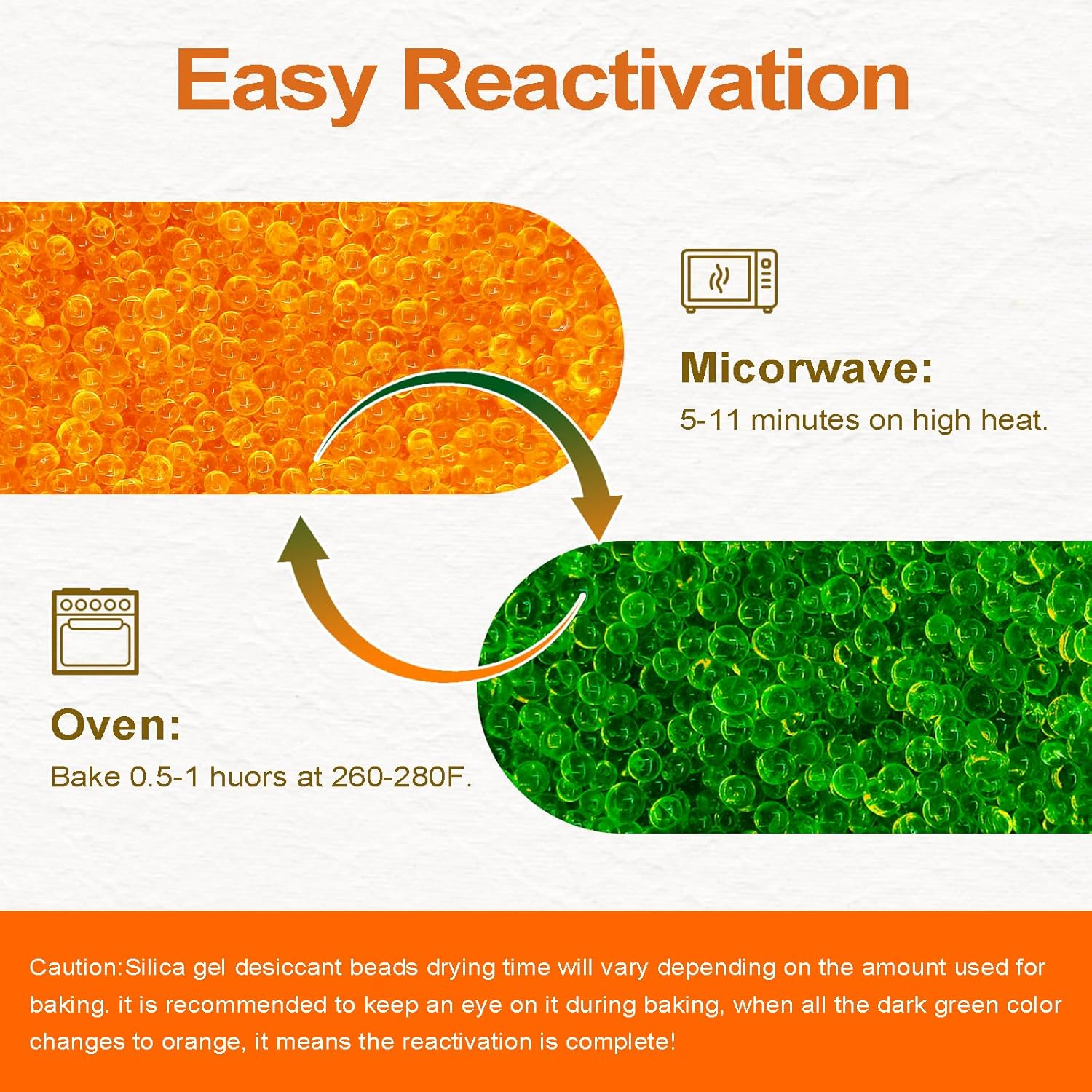 Silica Gel Beads Silica Gel Desiccant Beads, 2LBS Silica Balls, Reusable, with Colour Display, Silica Gel, Desiccant for Filament, Orange Silica Gel Desiccant for 3D Printers image number 6