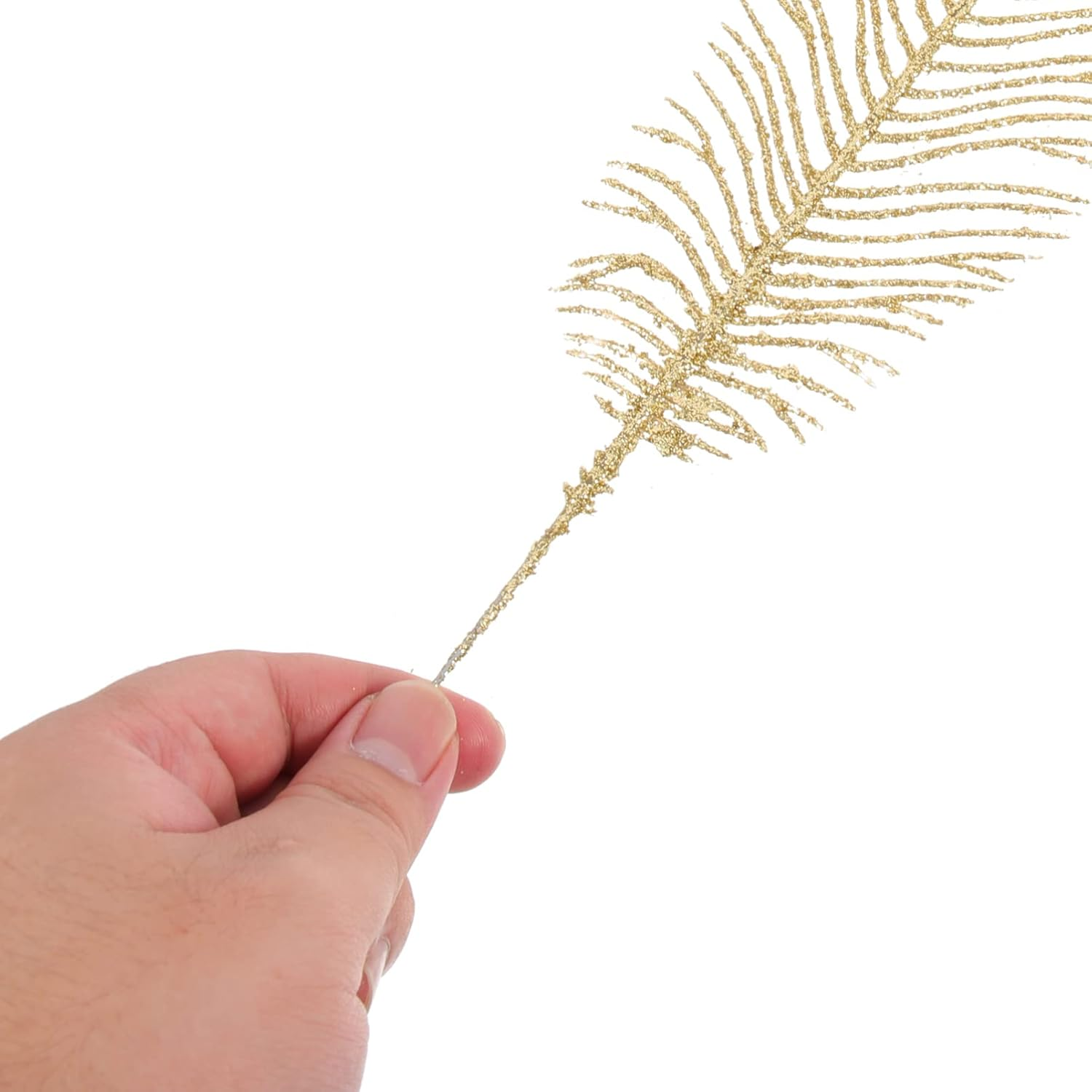 DECHOUS 10Pcs Glitter Leaves for Christmas Party Decoration Foil Artificial Leaves for Holiday Ornaments for Wreaths Garlands and Floral Arrangements image number 5