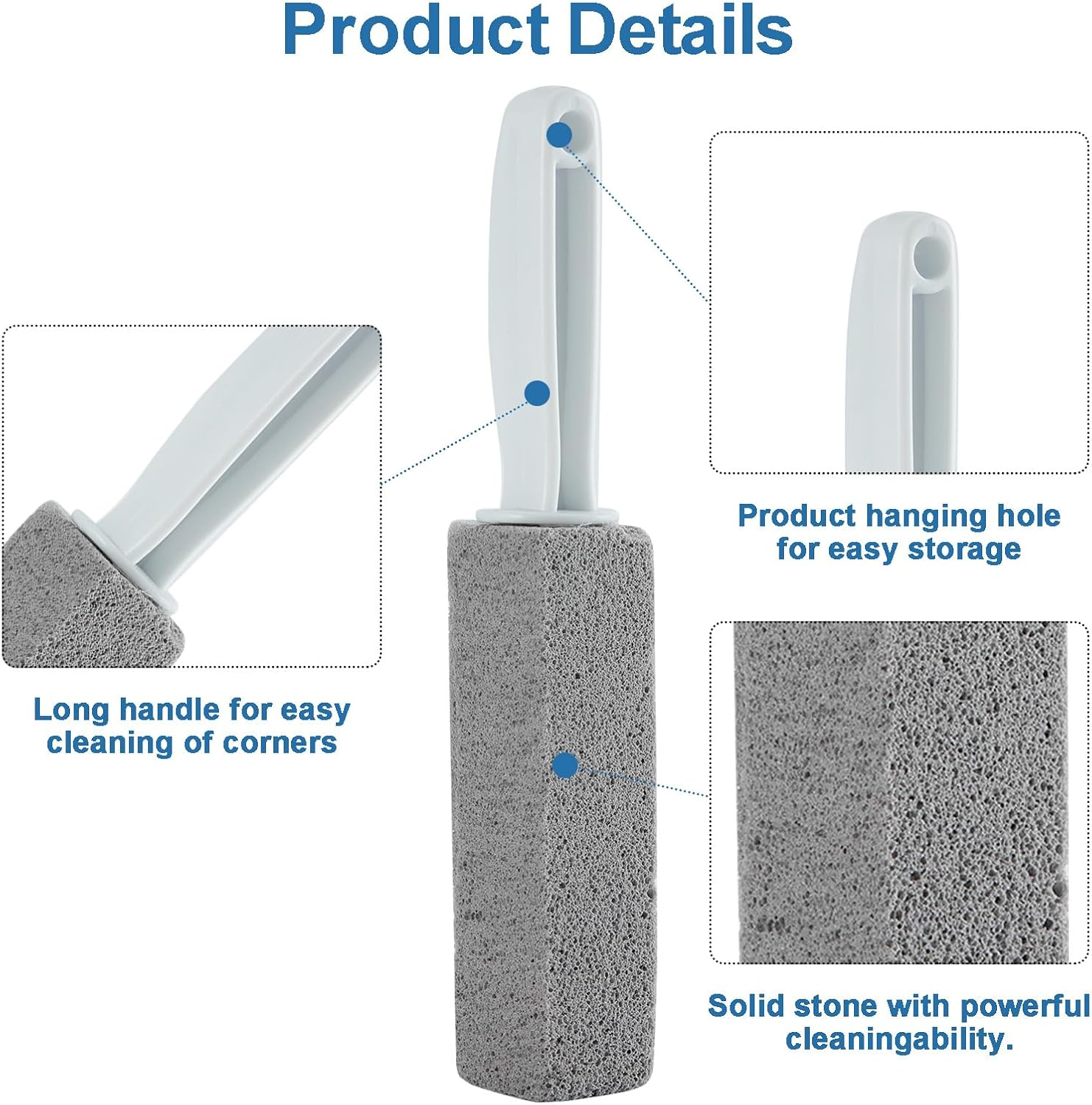 3 Pack Cleaning Pumice Stone for Gas Stove Grates & Top, Pumice Stone Cleaner for Oven with Extra Long Handle, Remove Water Rings and Stains image number 2