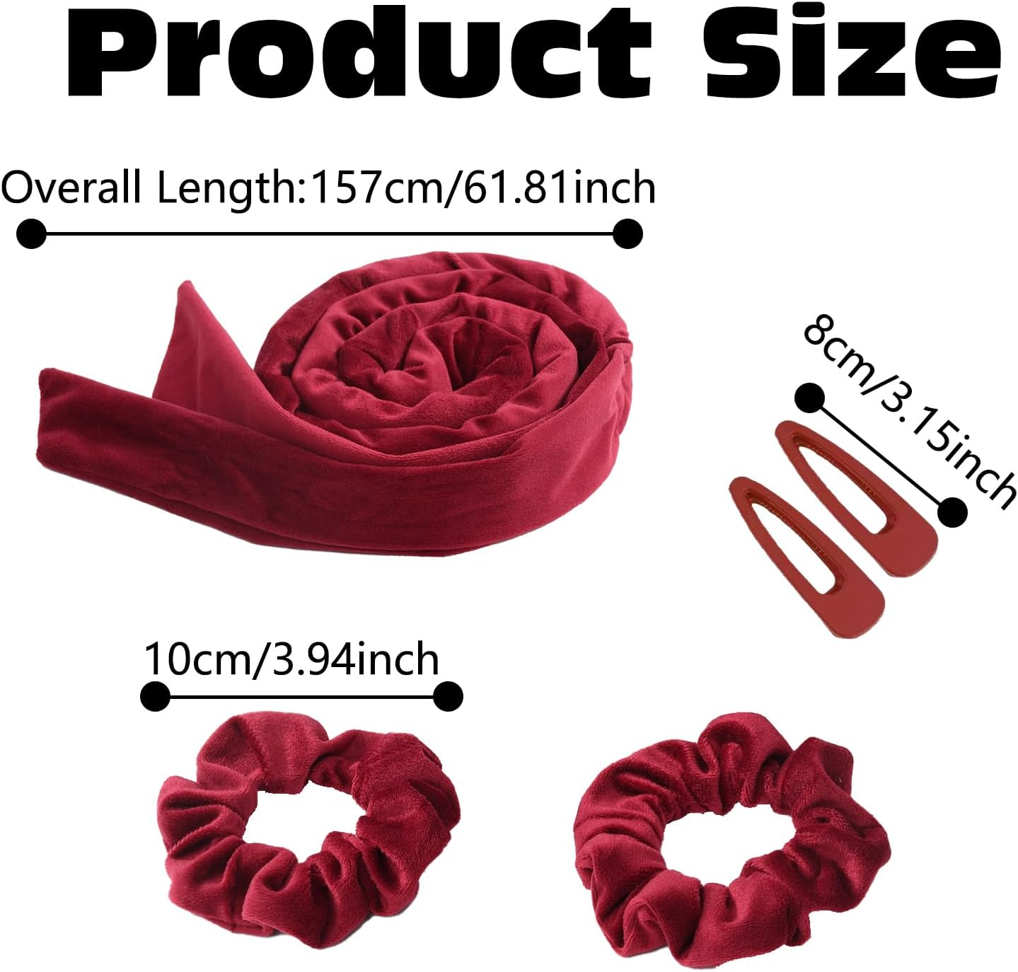KASESSS Heatless Curlers, Silk Heatless Curlers Headband for Sleeping Overnight, Heatless Curls, Hair Curlers No Heat for All Hair Types, Soft Velour Heatless Hair Curler, Heatless Curler, Red image number 1