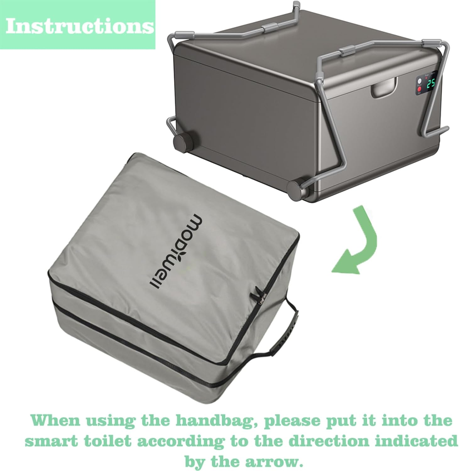 Modiwell LE-310 Dry Flush Toilet Carrying Bag with Waterproof Cover, Portable Travel Toilet Storage Organizer Protector for Camping, Hiking, RV Trips image number 1