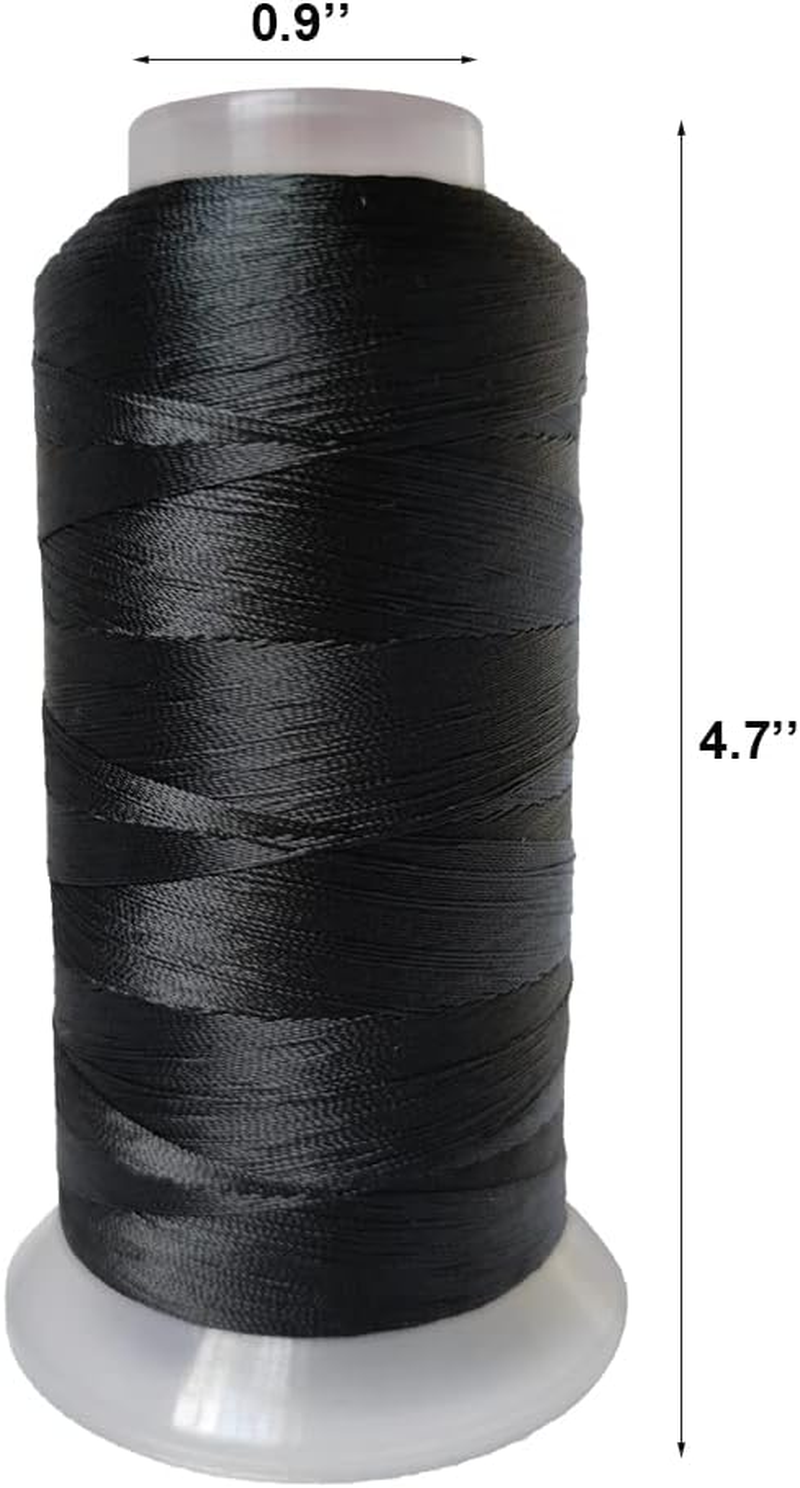 FUMAO Polyester Thread Heavy Duty Bonded UV Resistant Outdoor #69 T70 Size 210D/3Ply for Marine Upholstery, Leather, Sewing Crafts, 3000Yards Pack of 2 (Black White) - Beige image number 5