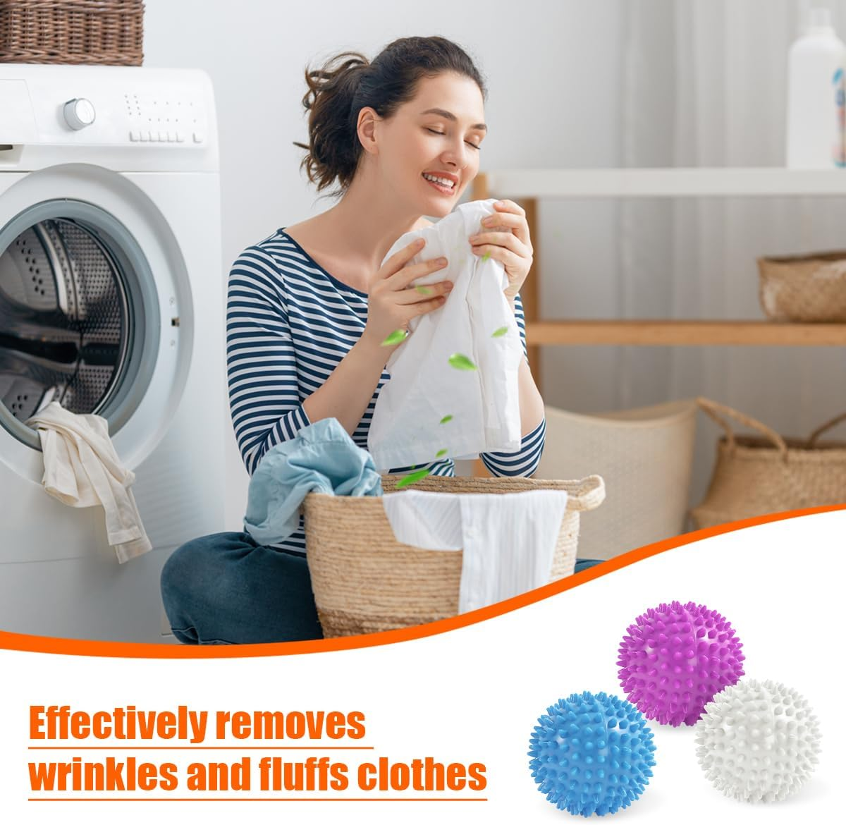 Wash Dryer Balls, 6 PCS Rubber Laundry Balls for Drying, Washing and Fluffing Clothes (6Cm/2.36In) image number 1