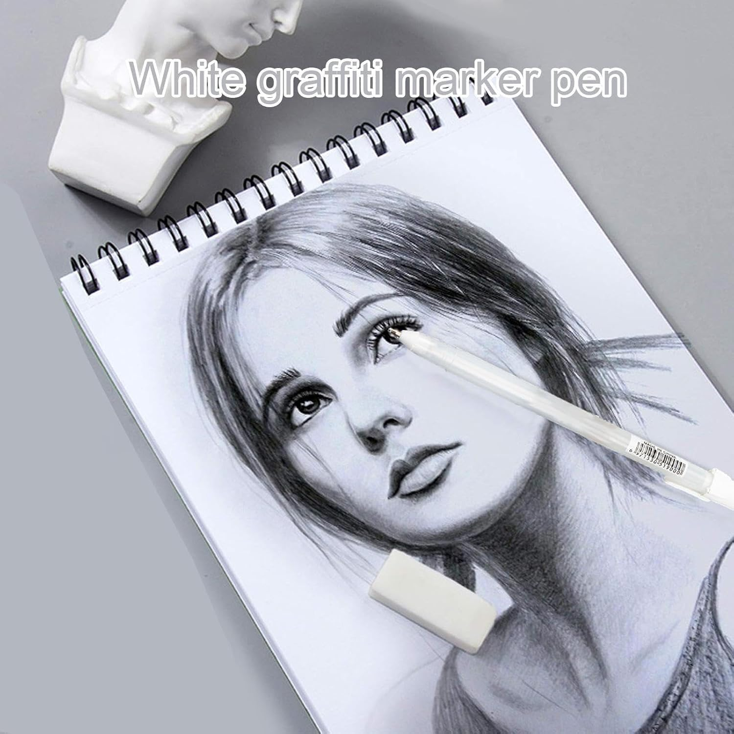 10Pcs White Art Paint Pens, 0.8Mm Fine Point Tip White Gel Pens, Highlight Graffiti Hook Pen, Marker Pen Water Based Fine White Paint Marker Fine Point Tip White Paint for Artists, Beginner Painters image number 4