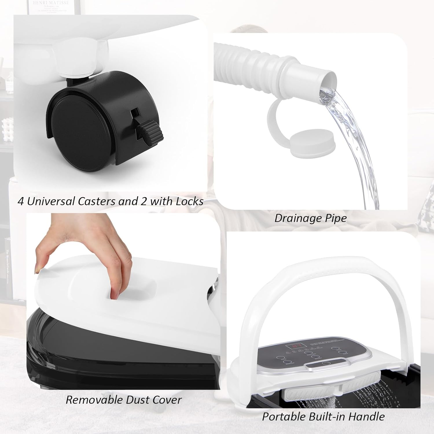 Costway Foot Spa Bath Massager, Multifunctional Electric Foot Baths Machine with Motorized Shiatsu Massage Balls & Massage Rollers, LED Display, Shower, Red Light, Time & Temperature Control, Massager for Foot, Ankle, Leg, Calf Stress Relief (Black) - Grey image number 2