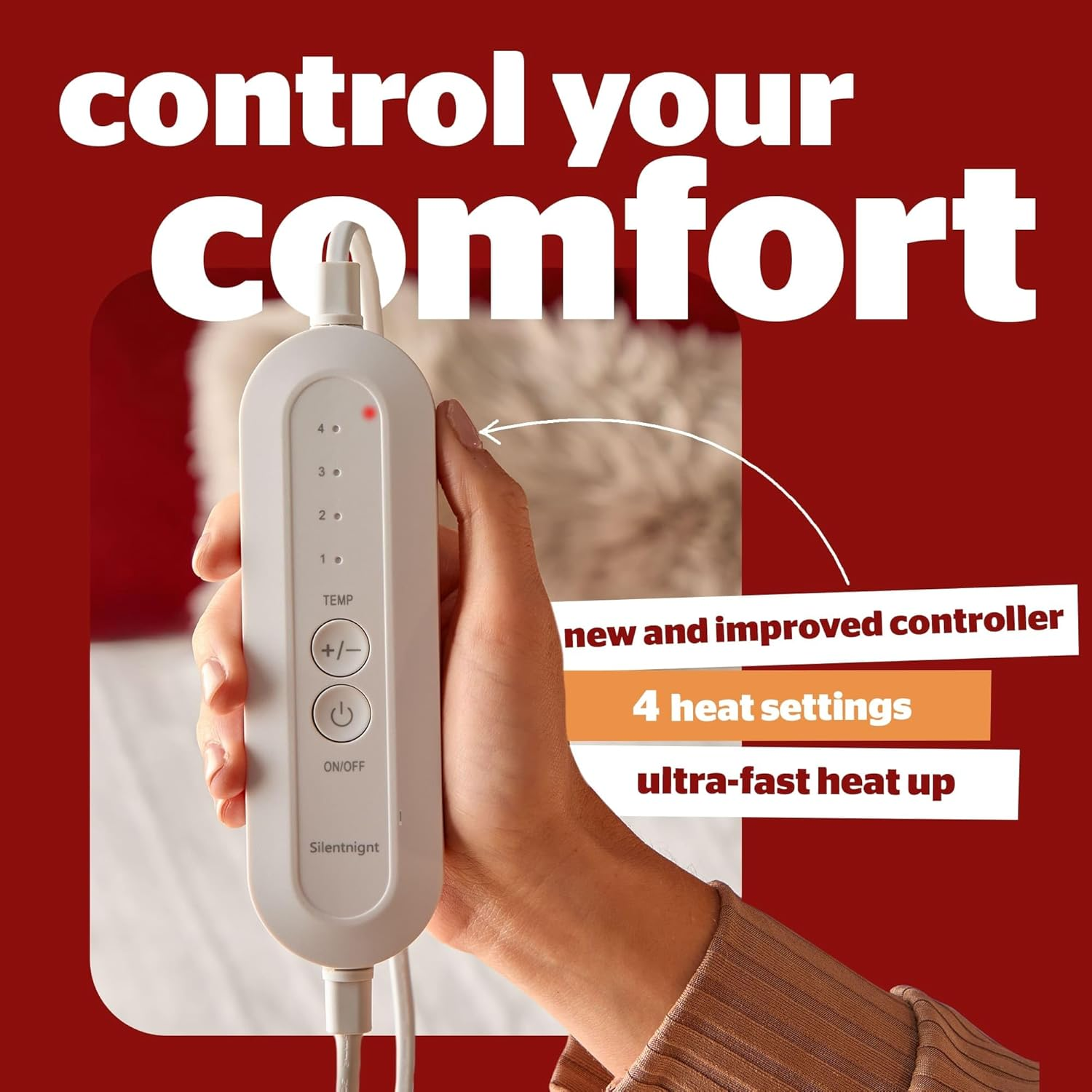 Silentnight Comfort Control Electric Blanket - Heated Underblanket with 3 Heat Settings, Fast Heat Up, Overheat Protection and Easy Fit Straps - Machine Washable - Single 135X72Cm image number 6