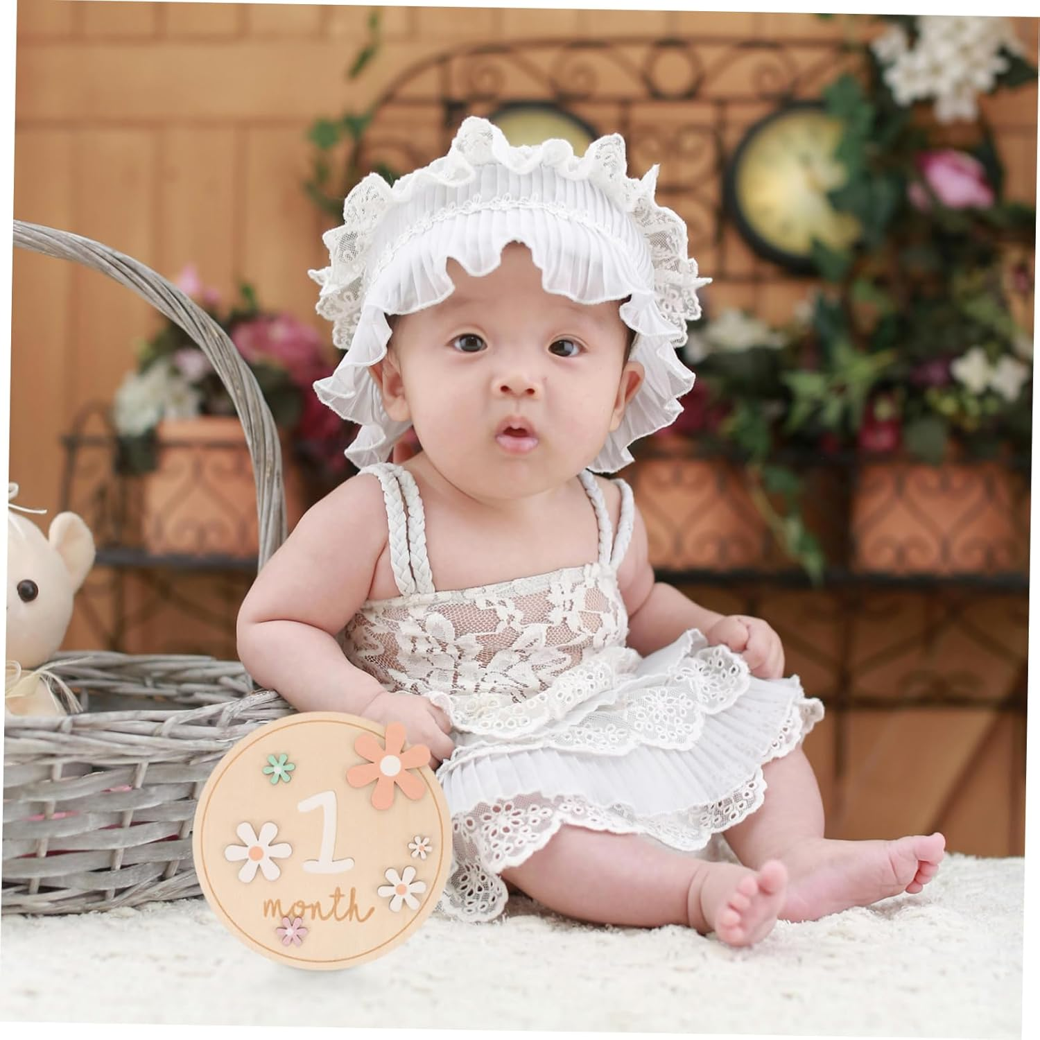 ERINGOGO Wooden Newborn Milestone Cards Photography Props for Announcements Monthly Growth Signs for Showers and Parents image number 4