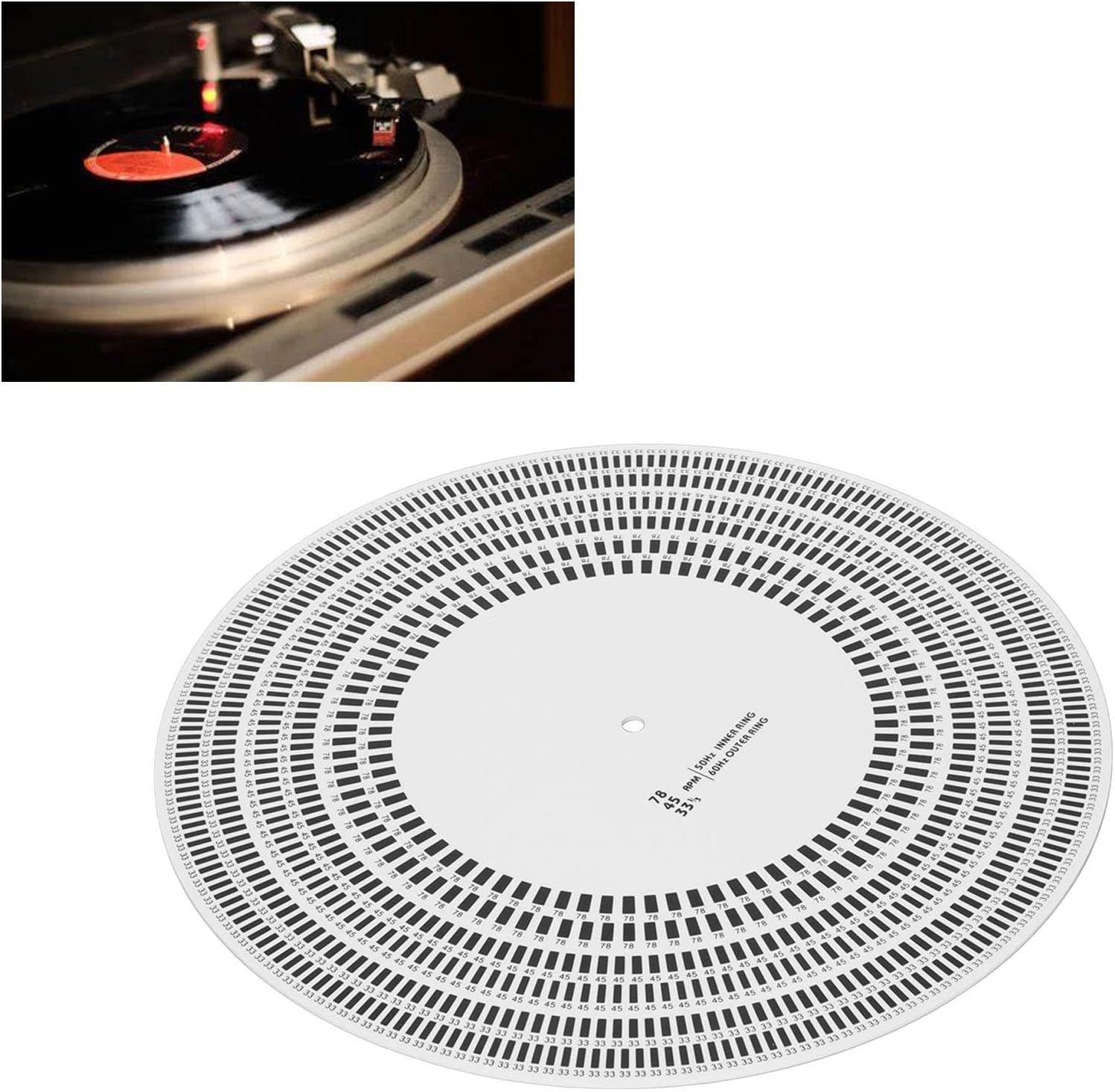 LP Stroboscope Disc, LP Turntables Calibration Disc Practical, Calibration Disc Rotational Speed Detection, Turntable Stroboscope Mat for Record Player image number 3