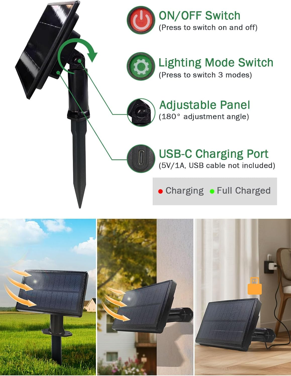 30M Solar Lights Outdoor Garden String, Festoon Lights Outdoor Solar Powered, 37+2 Shatterproof ST38 LED Bulbs, 3 Modes outside Solar Garden Light for Backyard, Patio image number 5