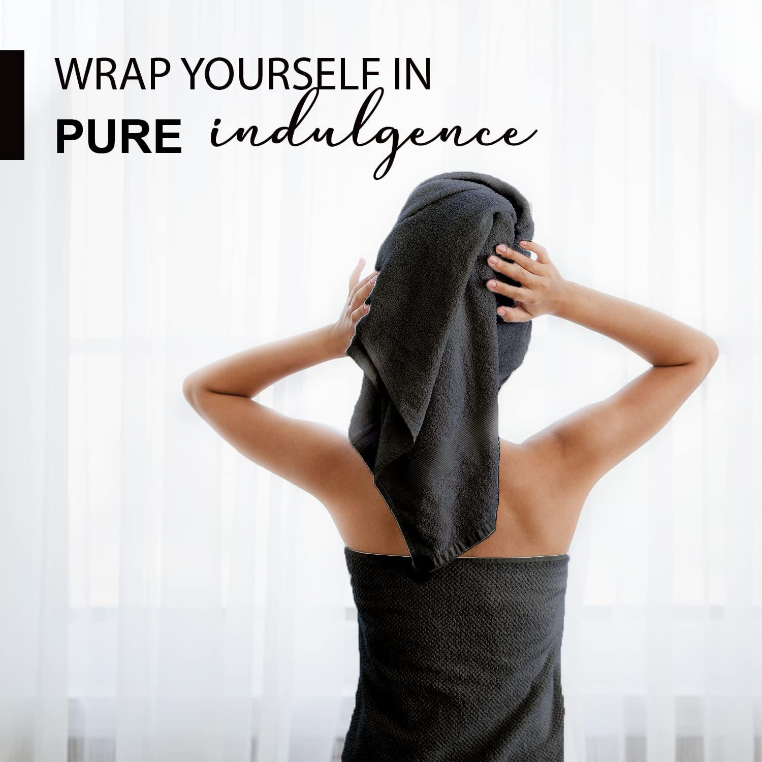 KAHAF COLLECTION 100% Cotton Bath Towels, Grey 24X48 Pack of 6 Towels, Quick Dry, Highly Absorbent, Soft Feel Towel, Gym, Spa, Bathroom, Shower, Pool, Luxury Soft Towels Light-Weight - Grey image number 1