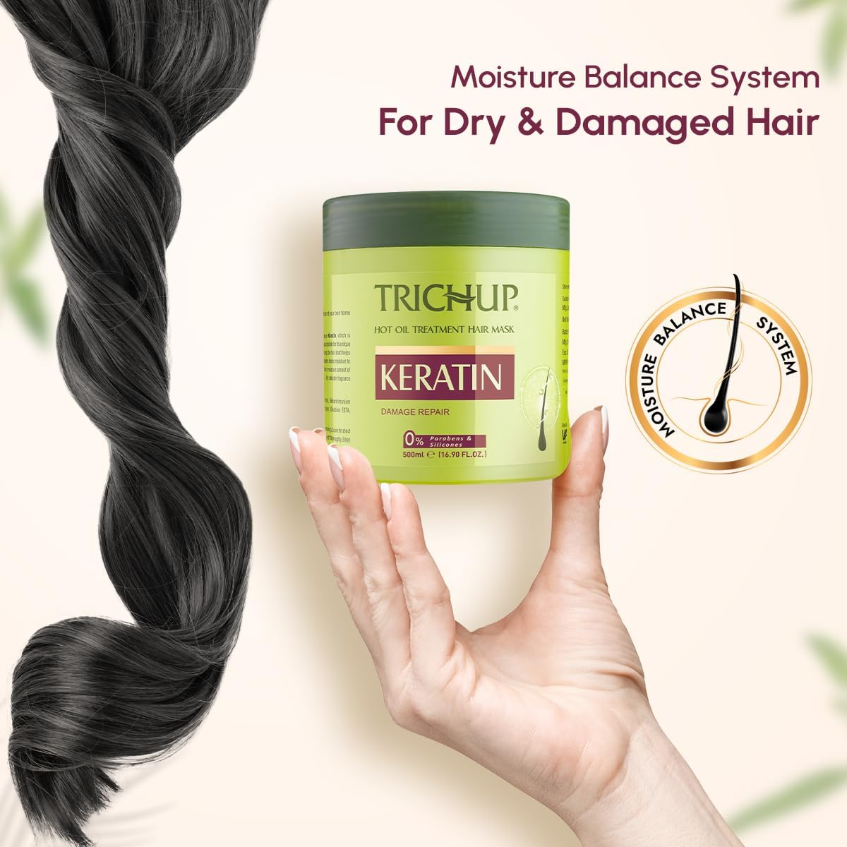 Trichup Keratin Hair Mask 500Ml - for Intense Damaged Hair Repair - Salon like Hair Spa at Your Home - for Dry & Damaged Hair image number 3