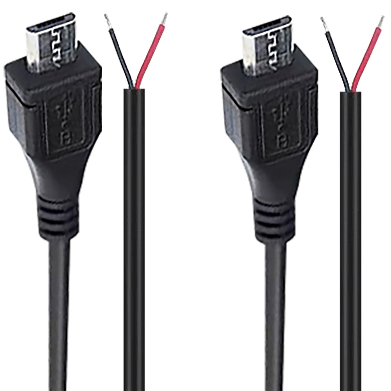 Tunghey 2Pack Micro USB to Bare Wire Open End Cable 5V 2.1A 22AWG 2 Cores Power Pigtail Repair Tin on the Tail Cable Cord DIY Black image number 5