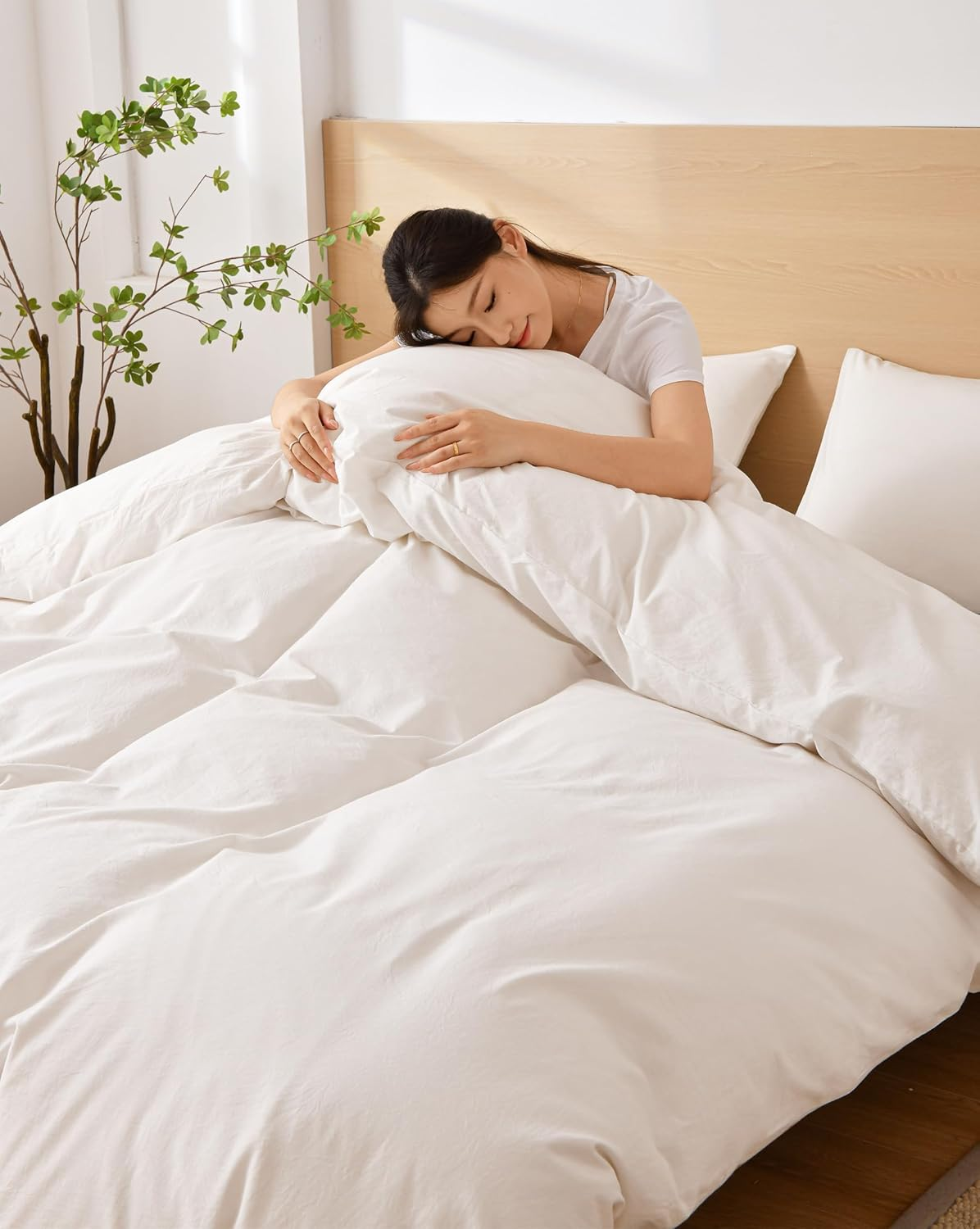 AYO Bedding Cover Set, Duvet Cover, Semi-Double, 4-Piece Set, Washed, Wrinkled, Washed, Soft, Bedding, Western and Japanese Style, Duvet Cover, Fitted Sheet, Pillow Case, for Beds, Absorbent, Quick image number 5