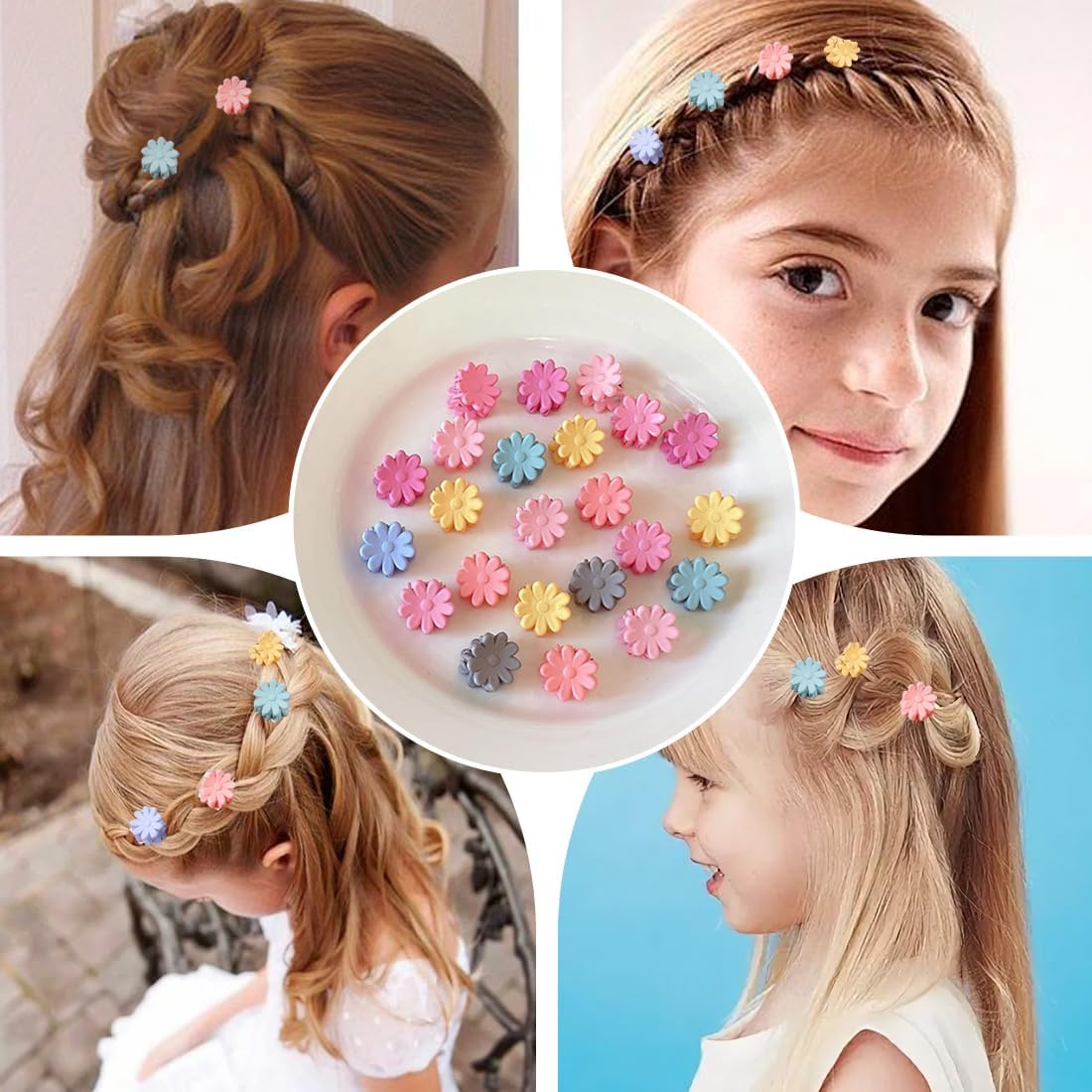 Pack of 36 Small Flower Hair Clips Mini Hair Clips Mini Hair Clips Hair Clips for Little Girls Colourful Hair Clips Daisy Hair Clips image number 2
