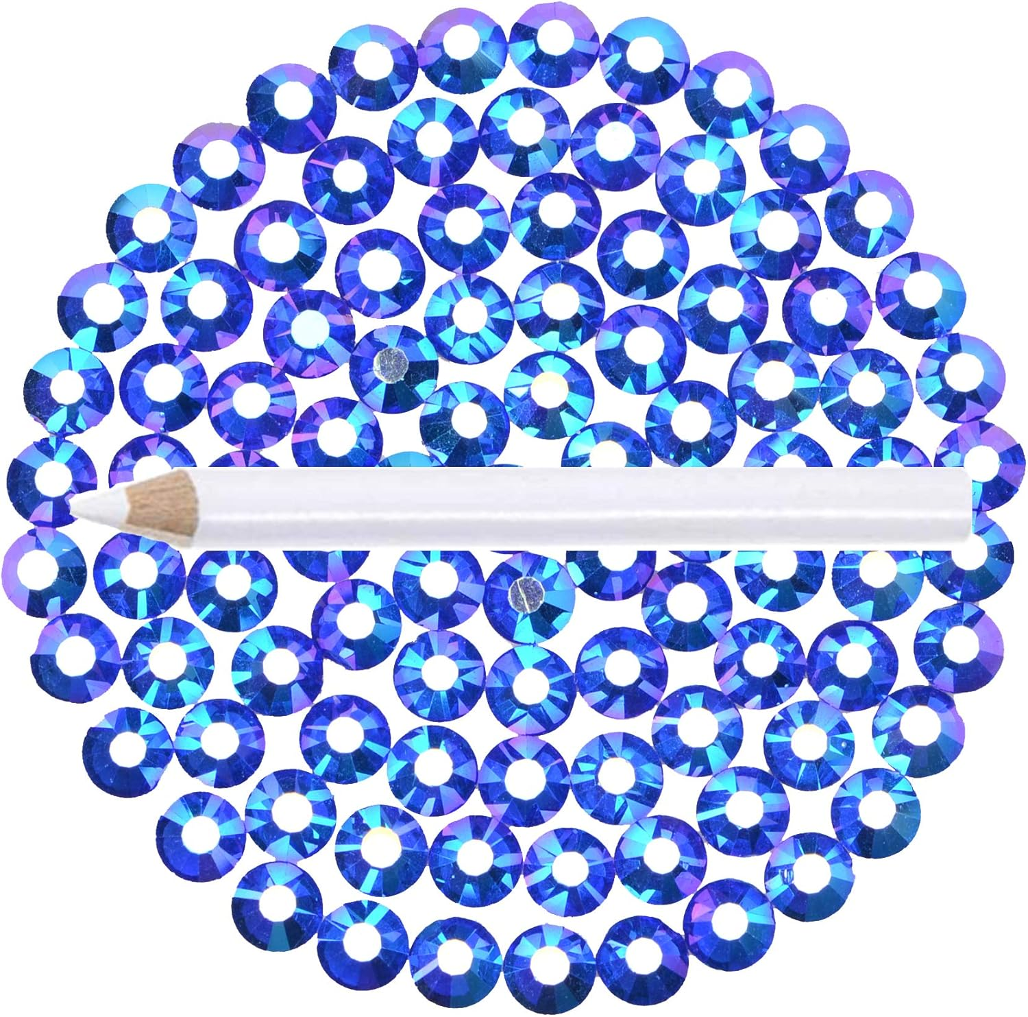 2000 Pcs FYGEM Hot Fix Iron Rhinestones DIY Jewelry Making with Picking Pen (Sapphire AB, SS16) image number 1