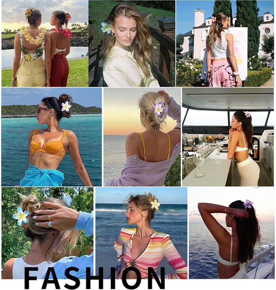 Flower Claw Clips, 4Pcs Flower Hair Clips for Thick and Thin Hair, Beach Tropical Hair Clips for Women and Girls(Color:As Shown) image number 4