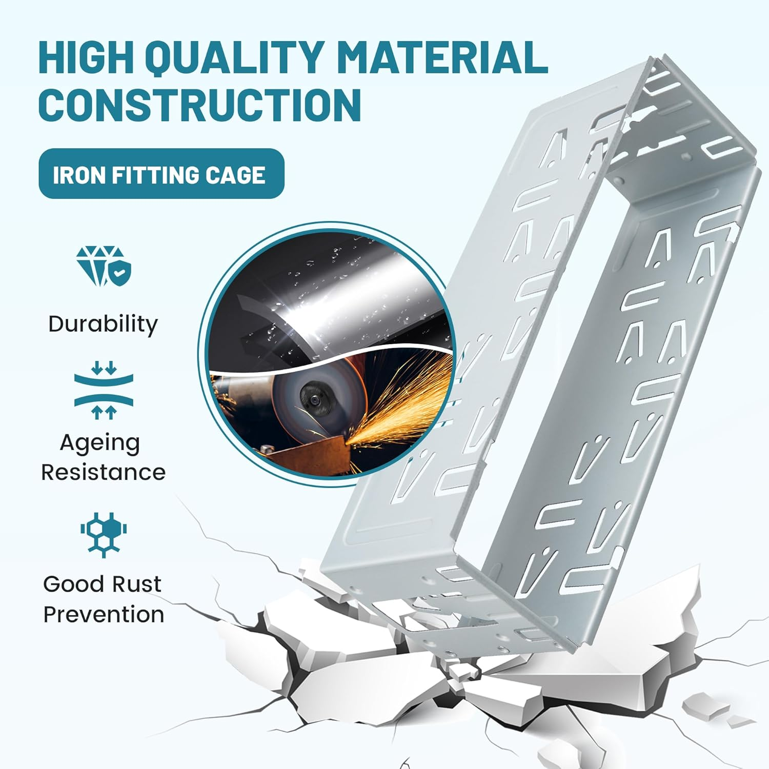 Nuith Universal Single Din Stereo Radio Replacement Fitting Cage Kit, 1 Din Installation Kit, Metal Single Din Radio Mount Cage Bracket image number 4