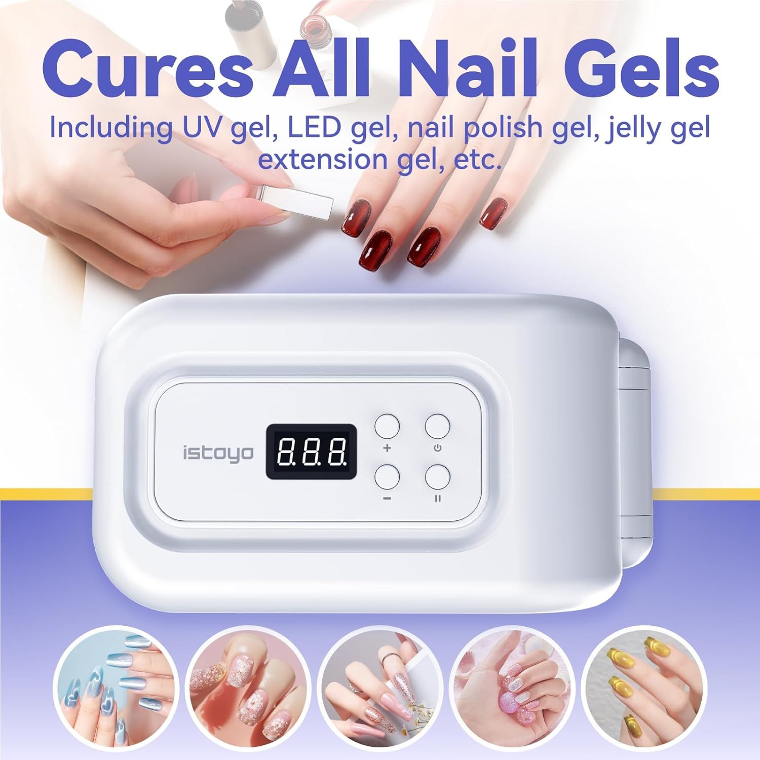 ISTOYO 5In1 UV Resin Lamp, 7-Speed Timer with Digital Display Ranging from 30 to 360S, Gel Nail Lamp and Nail Dryer with 36 Beads, UV Light for Jewelry Making and DIY Crafts image number 2