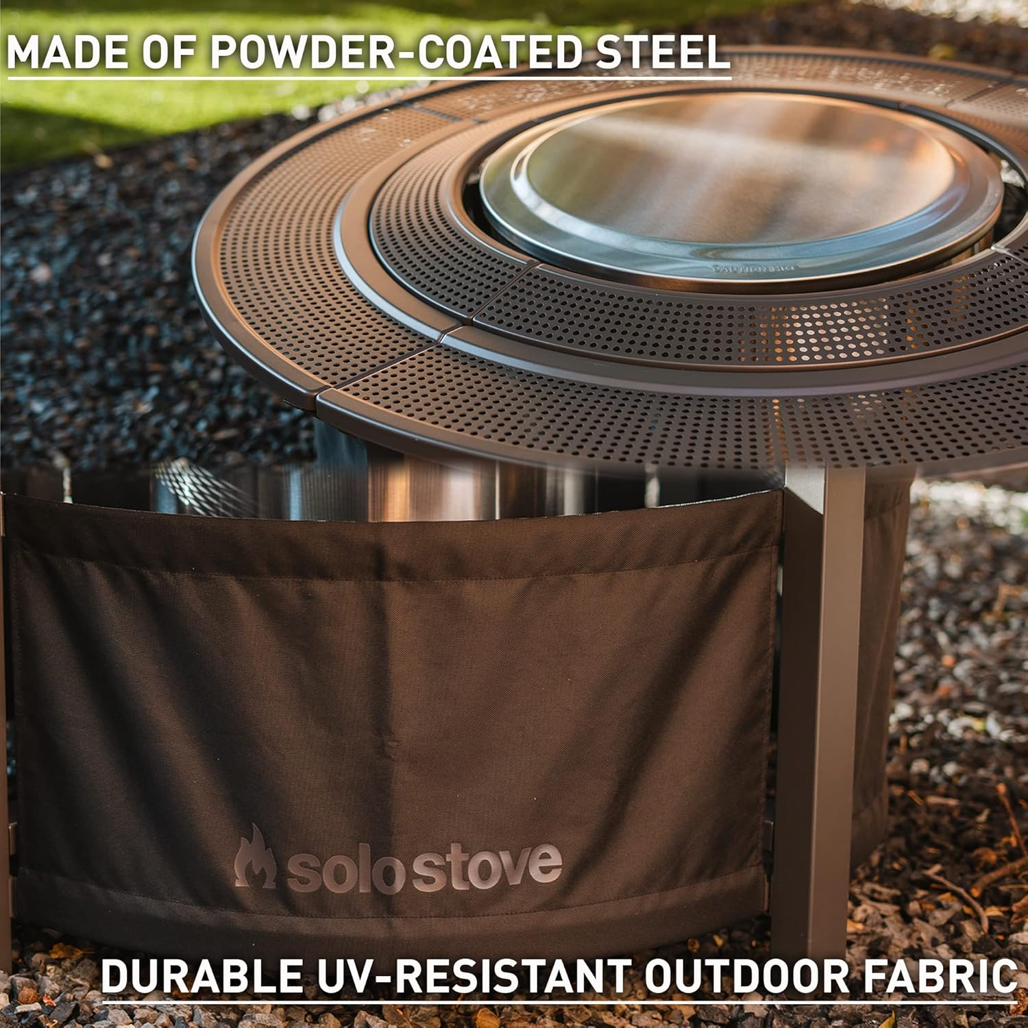 Solo Stove Fire Pit Surround Tabletop, Large | Elevation for Yukon Wood Burning Outdoor Fire Pit, Powder-Coated Steel/Uv-Resistant Outdoor Fabric, Dimensions (Hxdia): 52 X 133,5 Cm, Black image number 4