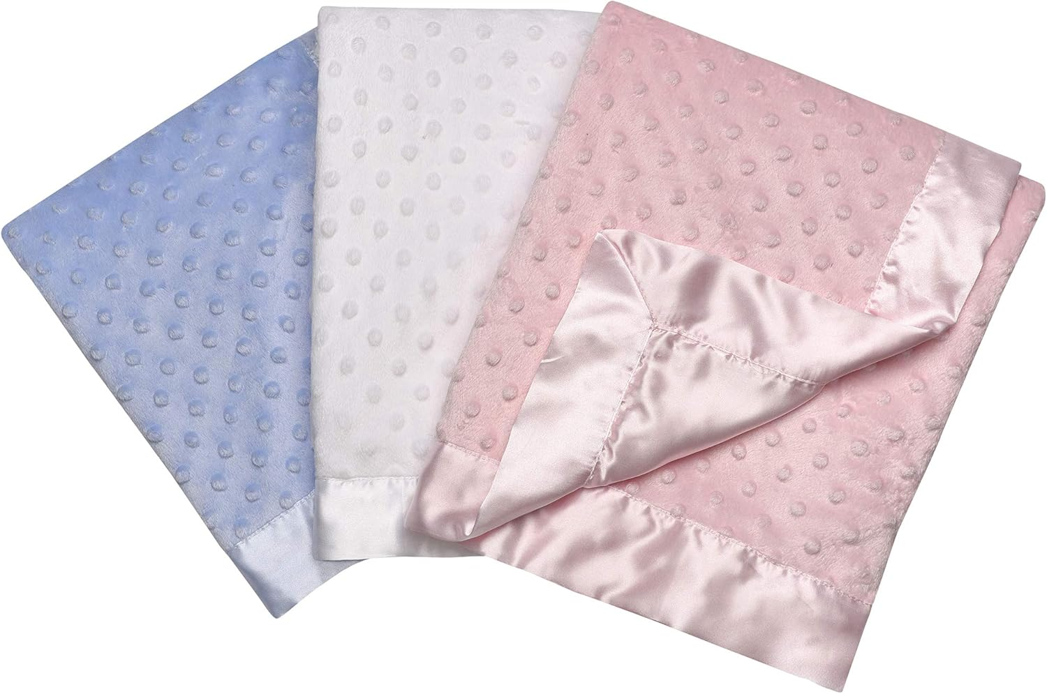 Baby Starters Textured Dot Blanket with Satin Trim, Pink 30" X 40" - Blue Dot image number 3