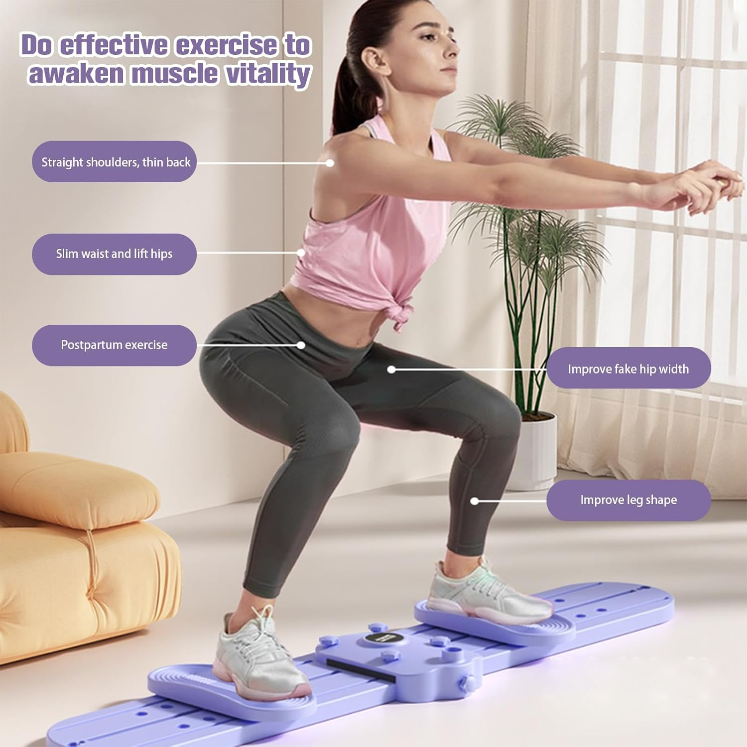 Sowist Thigh Strength Trainer,Ski Machine Exercise Equipment Glute Trainer,Home Fitness Leg Trainer,4 in 1 Home Foldable Portable Fitness Equipment for Office,Home,Hotel Fitness.