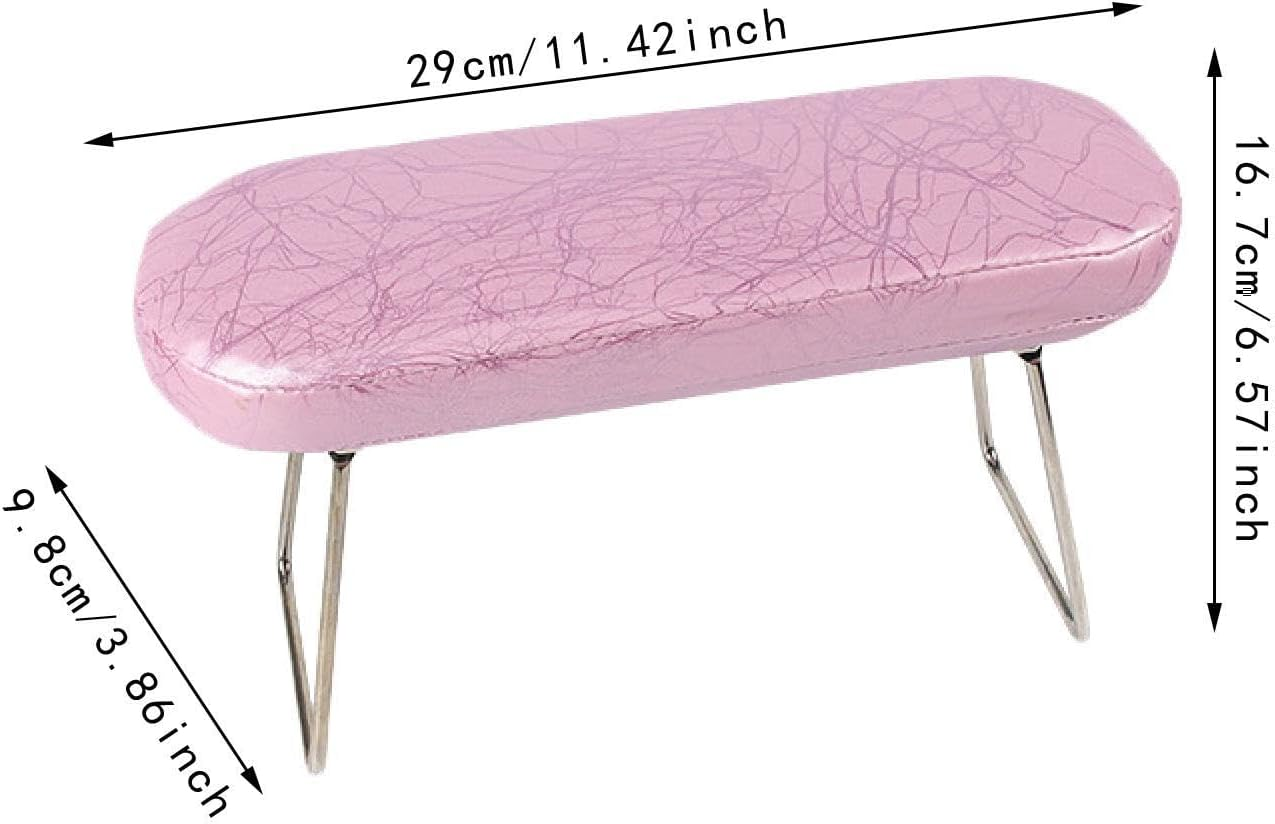 Perfeclan Salon Nail Art Hand Rest Folding Leg Manicure Table Mat Nail Arm Rest Pillow Manicure Tool for Woman Nail Salon Nail Beginner, Pink