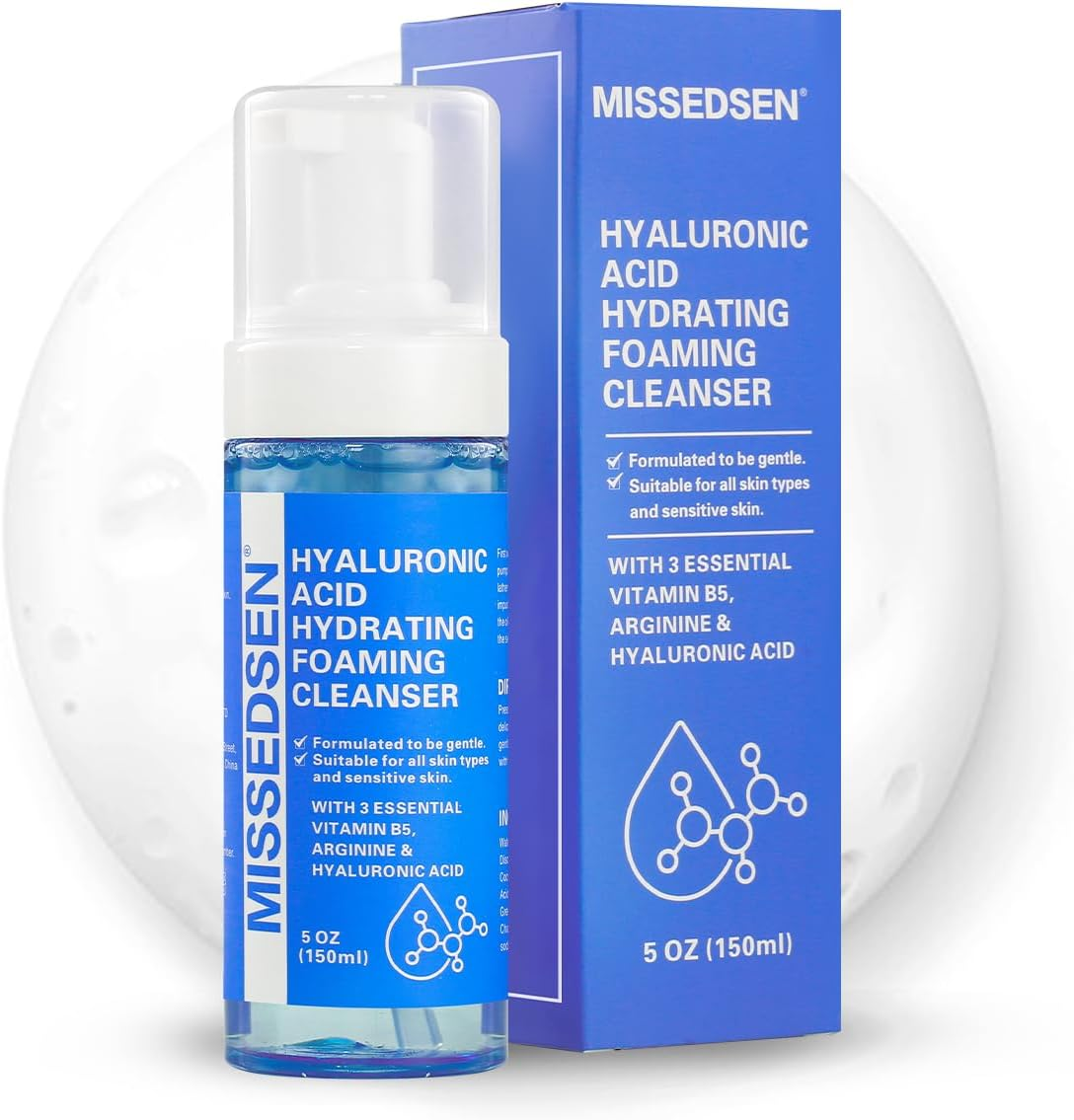 MISSEDSEN Face Wash, Hyaluronic Acid Foaming Cleanser for Oily and Sensitive Skin, Fragrance Free, 150Ml image number 4