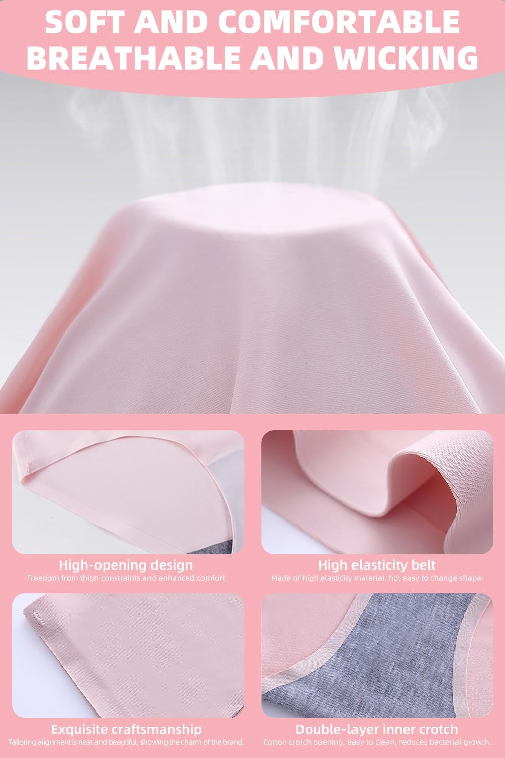 SAMYIKOU 5 Pack Women&rsquo;S Seamless Underwear Stretch Invisibles Hipster Briefs Comfortable Ice Silk Soft Breathable Panties image number 6