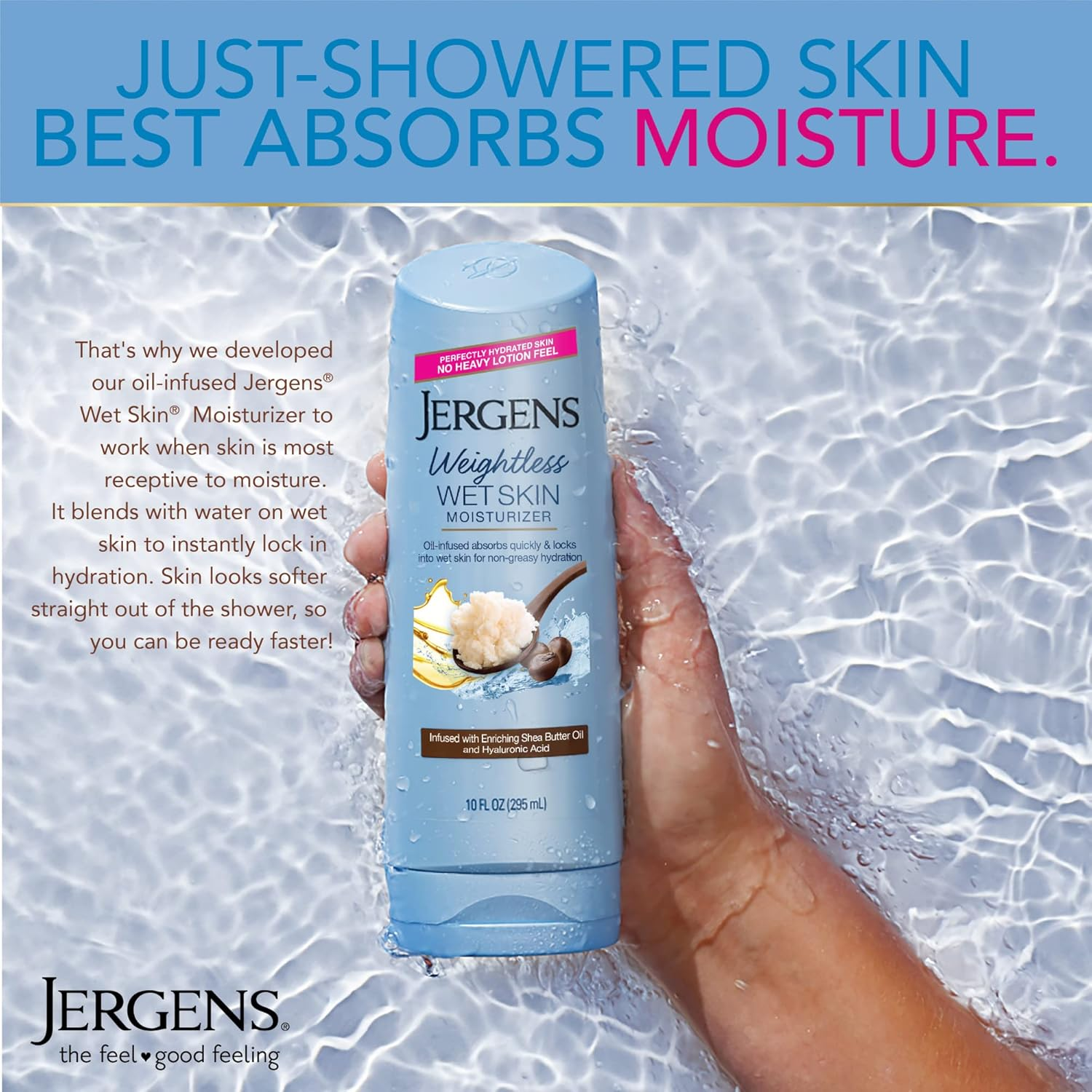 Jergens, Wet Skin Moisturizer, Shea Butter Oil, 10 Fl Oz (295 Ml) image number 6