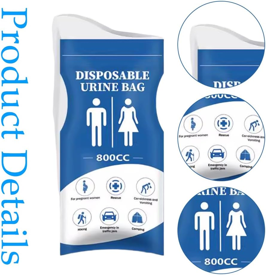12-Pack Urine Bags, 800 ML Leak-Proof Travel Urine Bags, Portable Vomit Bag, with Solidifying Gel, Anti-Odor, Suitable for Cars, Camping, Traffic Jams image number 3