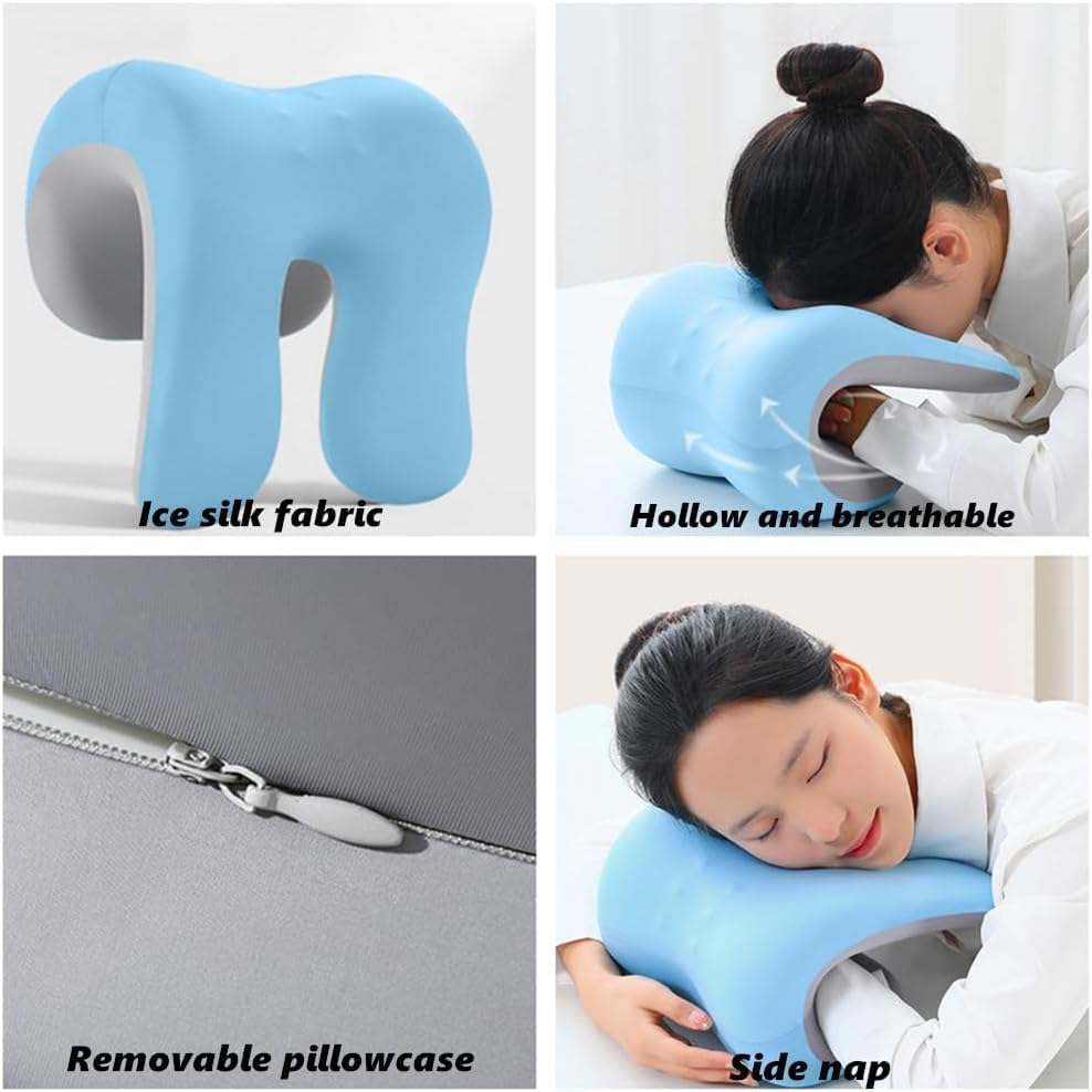 Side Sleeper Pillow with Arm Holes &ndash; Ergonomic Cervical Support for Neck & Shoulder Pain Relief | High-Density Foam | Rotator Cuff & Spine Alignment | Blue Pillow for Adults image number 6
