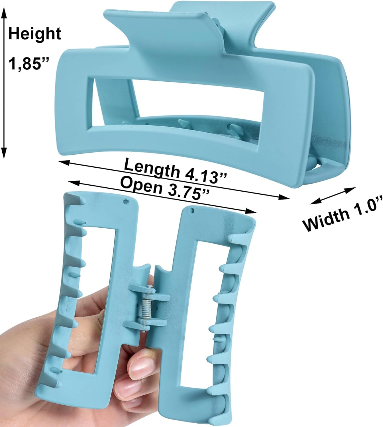 Kitiin Light Blue Large Hair Claw Clips for Thick/Fine/Thin Hair,Strong Holding Teeth Interlocking Sky Blue Women Jaw Clips for Hair 3 Count in Set