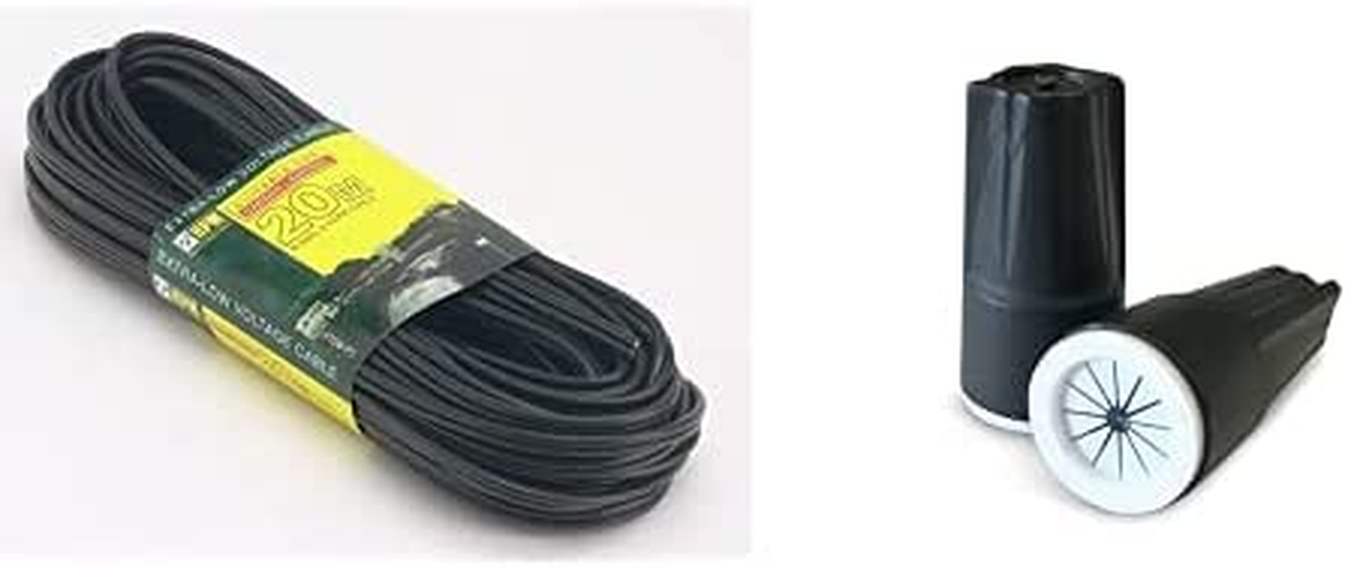 HPM 12V 1.3Mm&sup2; Standard Duty Garden Lighting Cable 20M + Garden Lighting Cable Connectors - 4 Pack