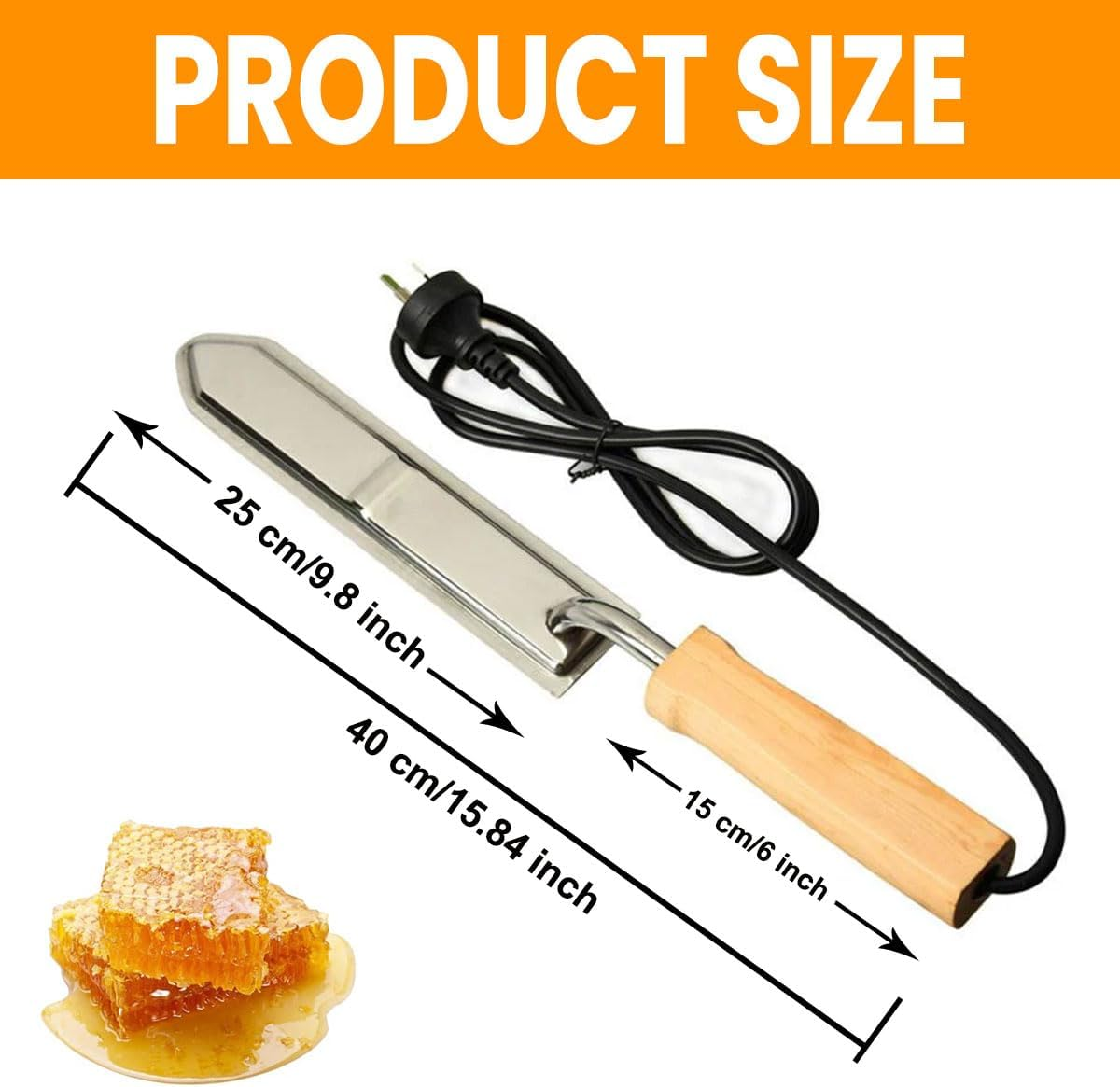 Electric Honey Uncapping Knife | Stainless Steel Electric Honey Comb Cutter | Wax Scraper & Uncapping Cutter Tool | Beekeeping Tools for Beekeeper Honey Extraction & Beeswax Harvesting image number 3