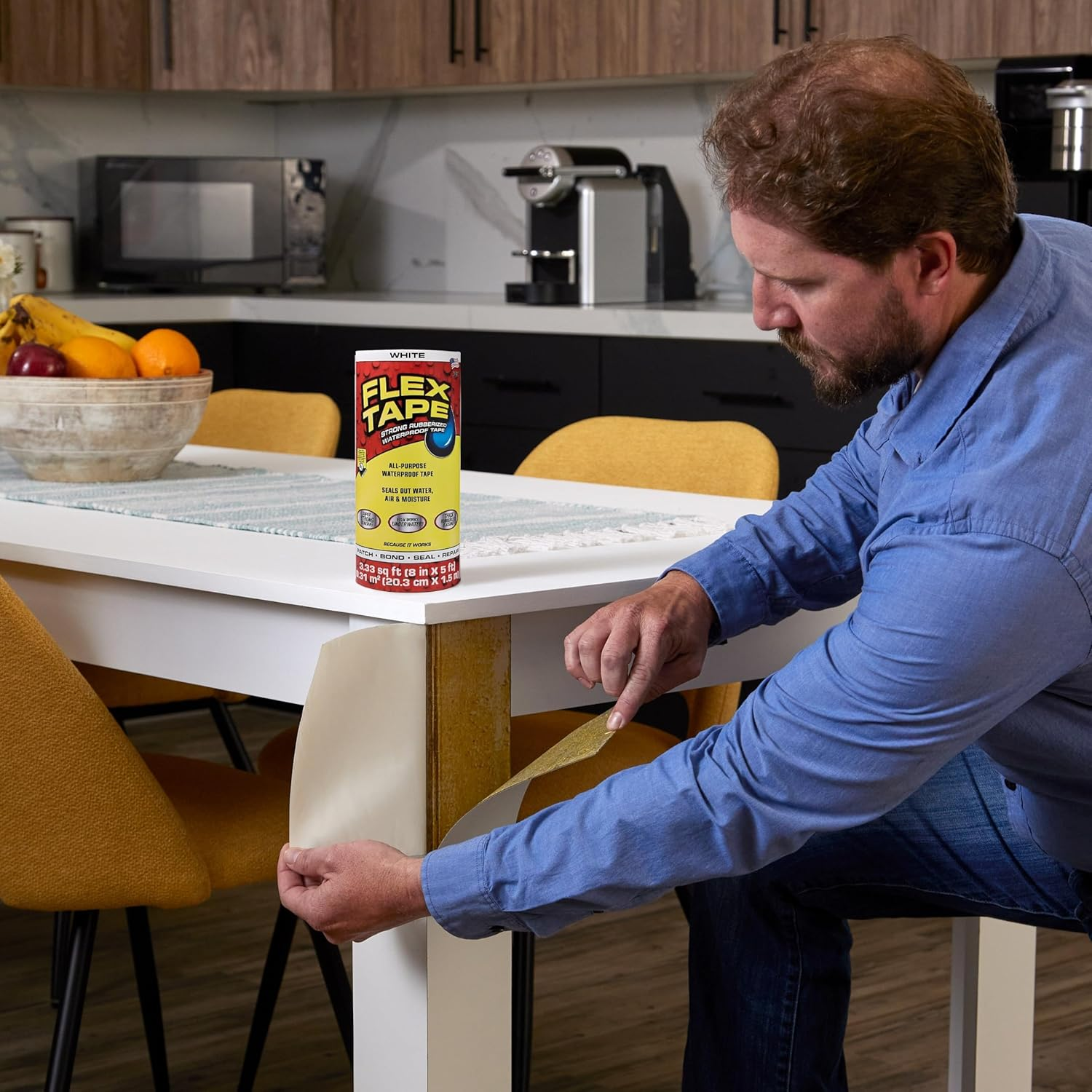 Flex Tape, 12 in X 10 Ft, White, Original Thick Flexible Rubberized Waterproof Tape - Seal and Patch Leaks, Works Underwater, Indoor Outdoor Projects - Home RV Roof Plumbing and Pool Repairs