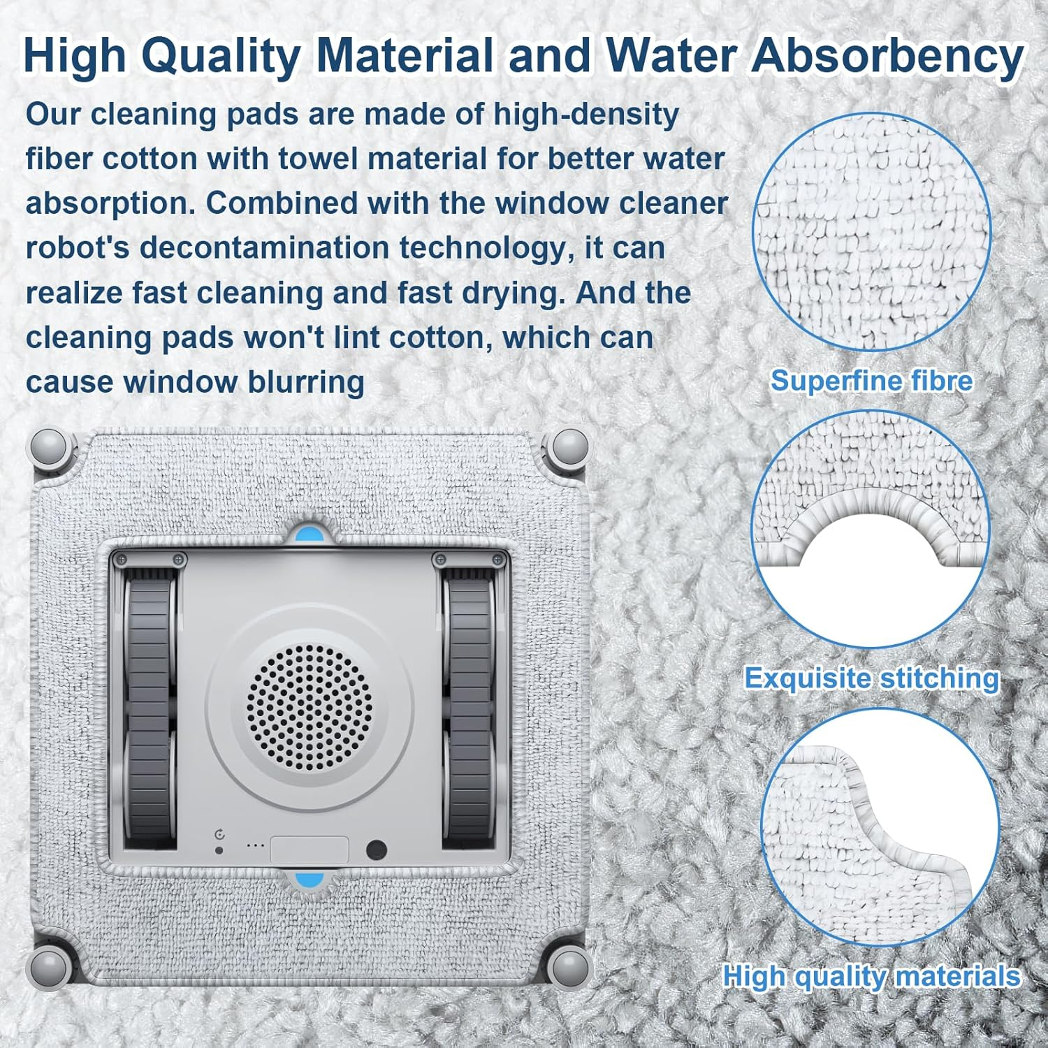 Jegehoyo W-CC02-0012 Cleaning Pads for Ecovacs Winbot Mini Window Cleaning Robots, Window Cleaner Robot Cleaning Cloth for Ecovacs, Washable Microfibre Wipes, Pack of 6 image number 6