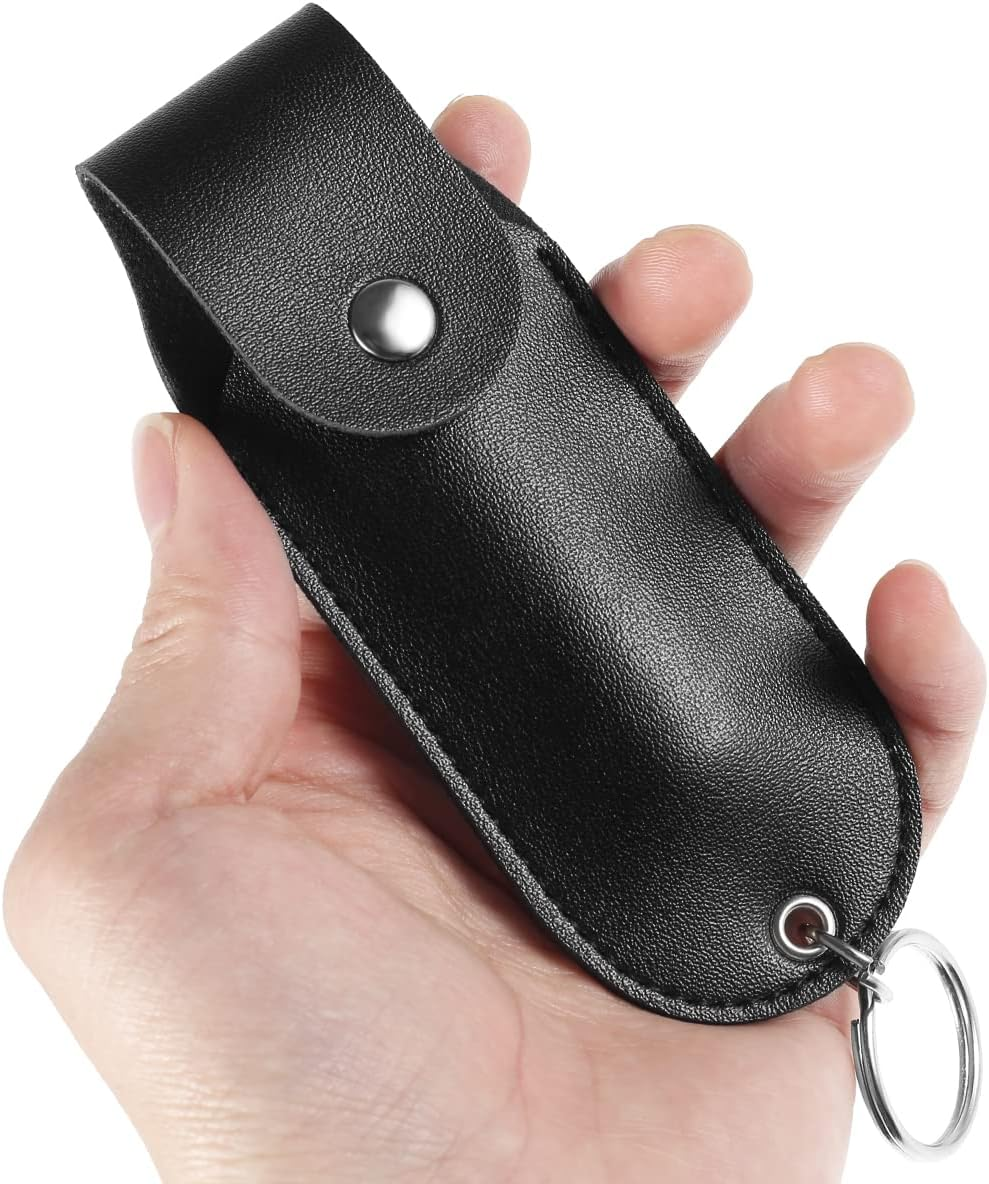Pepper Spray Pouch, PU Leather Pepper Spray Holster, Mini Portable Top Flap Pepper Spray Holder, Self Defense Spray Leather Case Keychain (Pepper Spray Not Included) image number 3