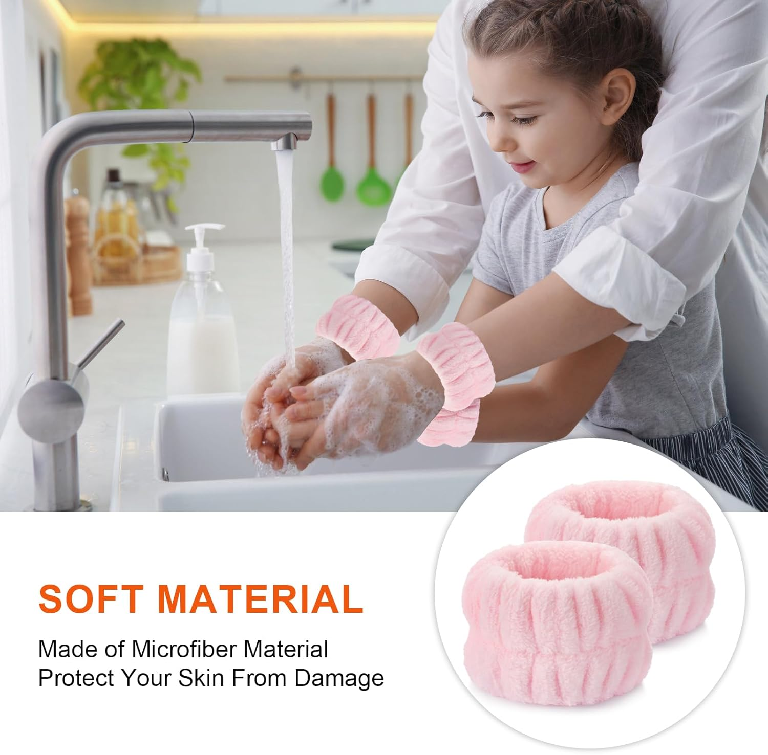 2Pcs Wrist Bands for Washing Face Wash Wristbands Wrist Towels Arm Bands for Skincare Makeup Wrist Cuffs Spa Wrist Scrunchies image number 2