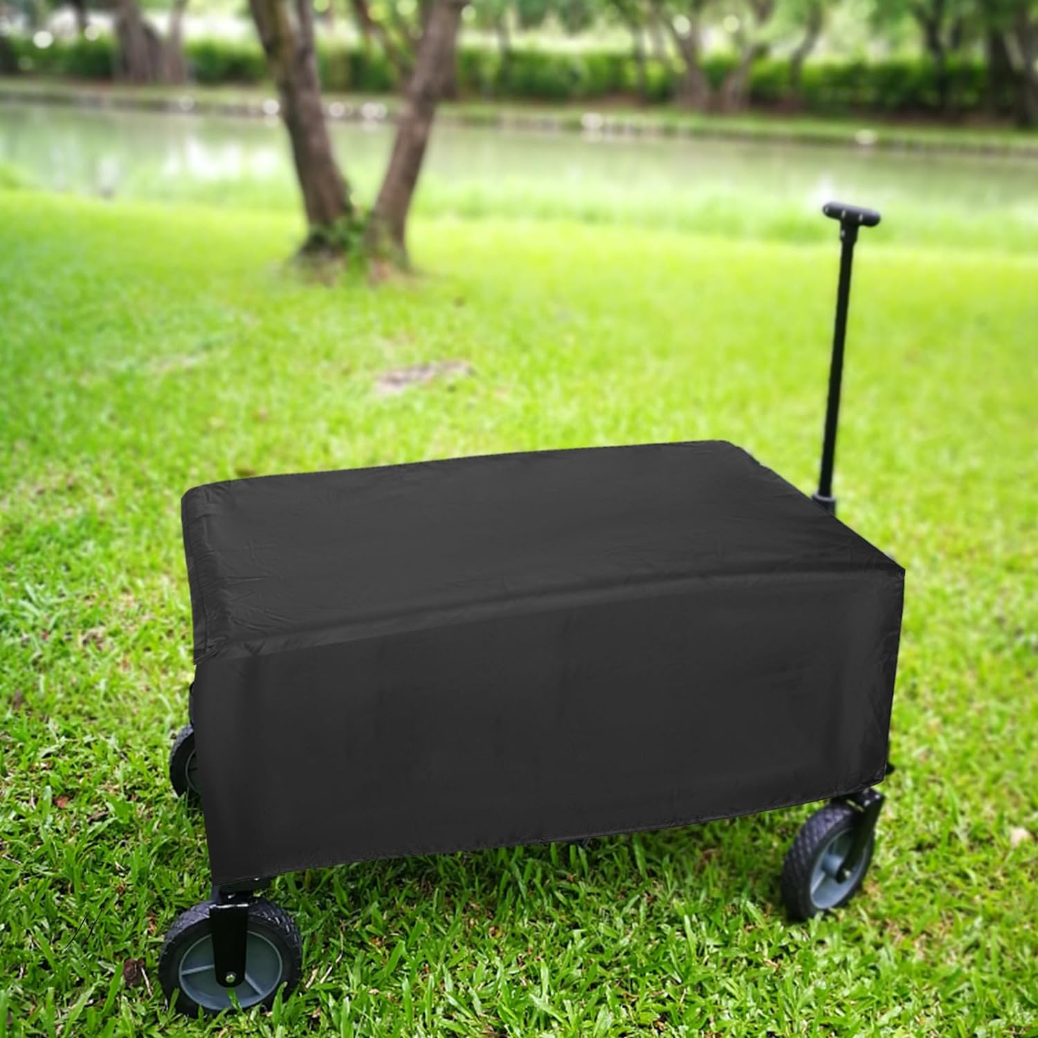 Collapsible Wagon Cover, Outdoor Folding Garden Wagon Cart Cover Heavy Duty, Waterproof Dustproof UV Resistant, Fits Collapsible Utility Wagon, 38" L X 22" W X 20" H image number 4