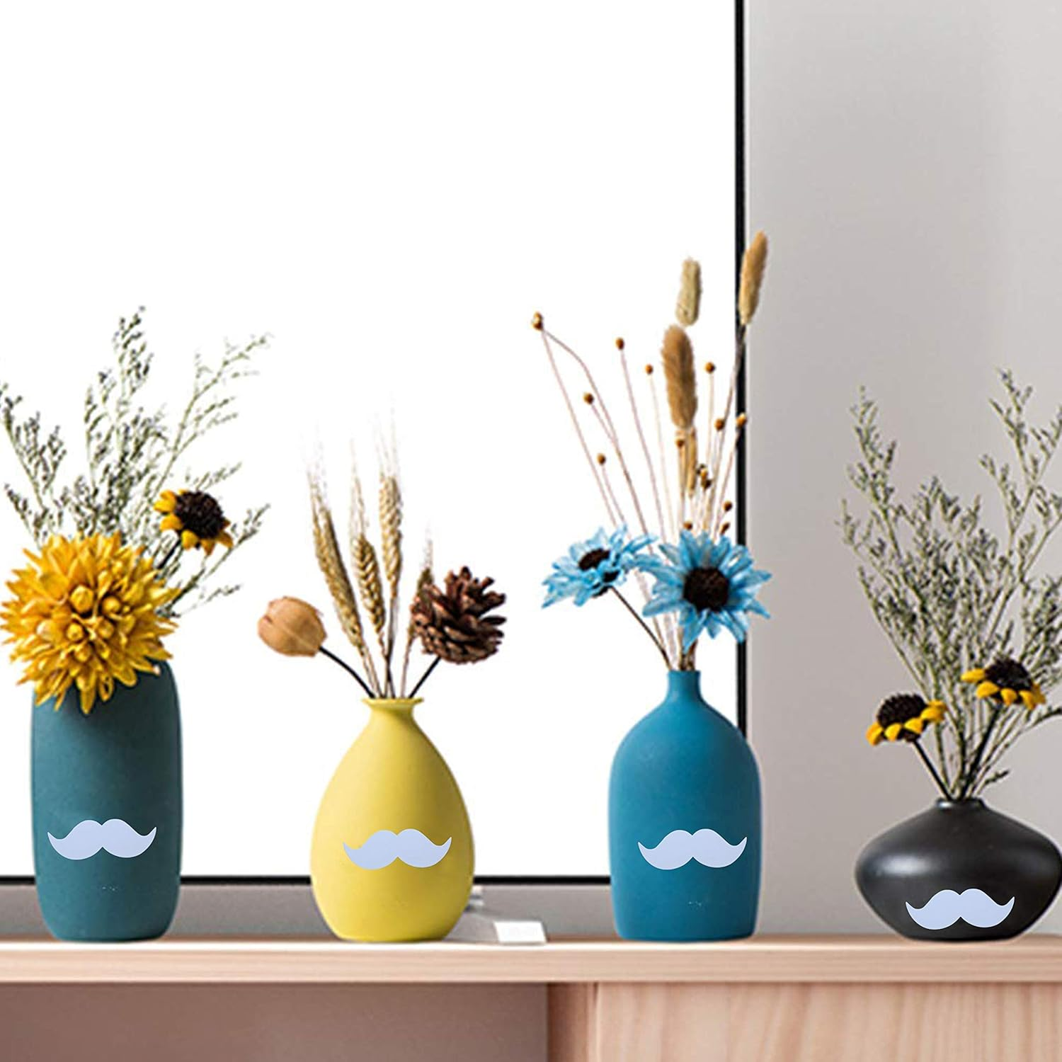 Hybsk 200Pcs Fake Moustache Stickers 3.15X1.57 Inch Self Adhesive Moustache Stickers for Masquerade Party and Father'S Day Performance Themed Party(White) image number 3