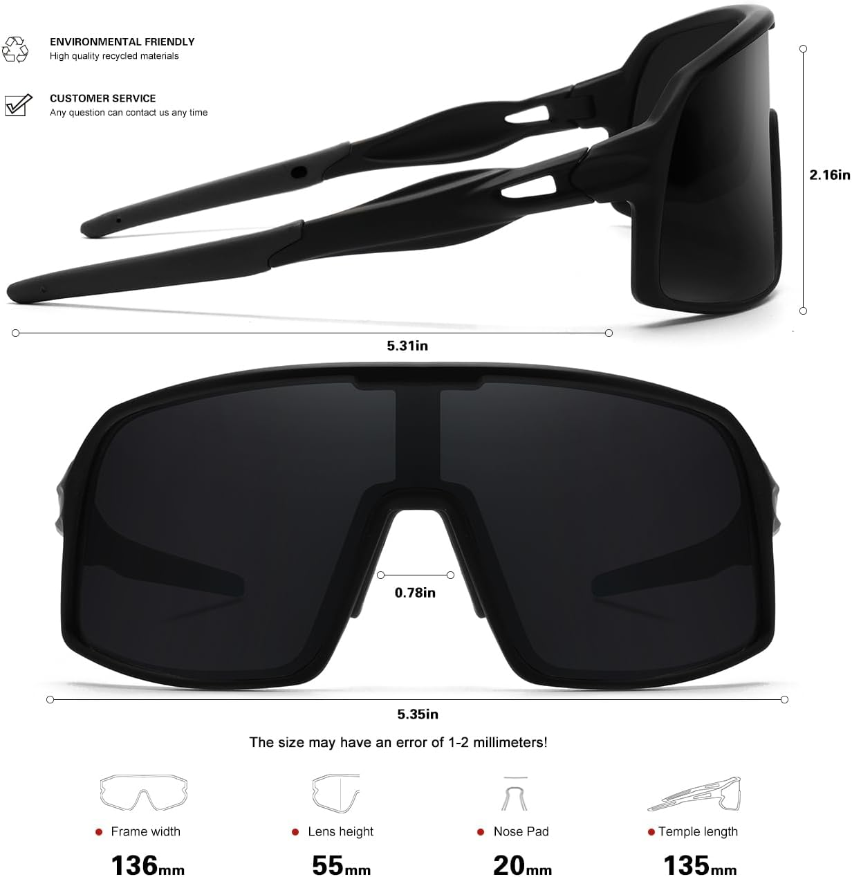 Polarized Sports Sunglasses for Men and Women Cycling Glasses UV Protection Goggles for Mountain Bike Running Fishing image number 5