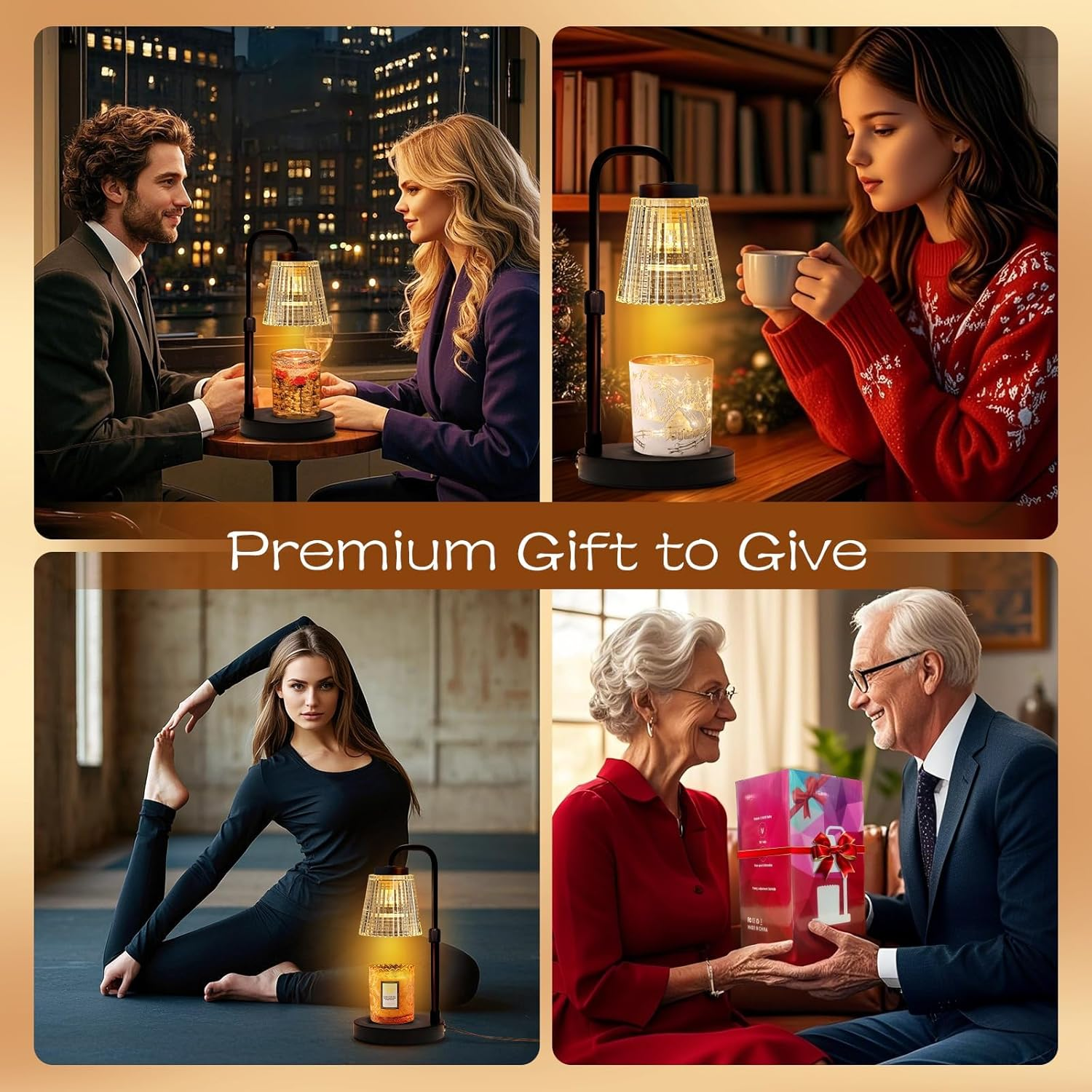 Kinsdan Candle Warmer Lamp, Adjustable Height Dimmable Candle Warmer with Timer, Wax Melt Warmer for Jar Candles with 2 Bulbs, Candle Lamp for Home Decor Gift