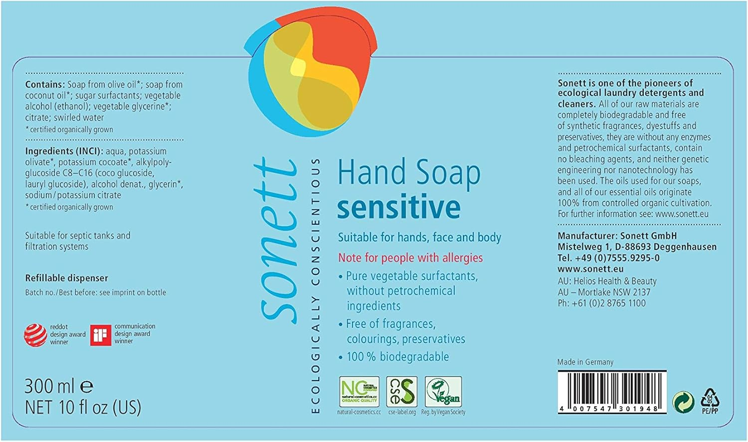 Sonett Sensitive Hand Soap, 300 Ml image number 1