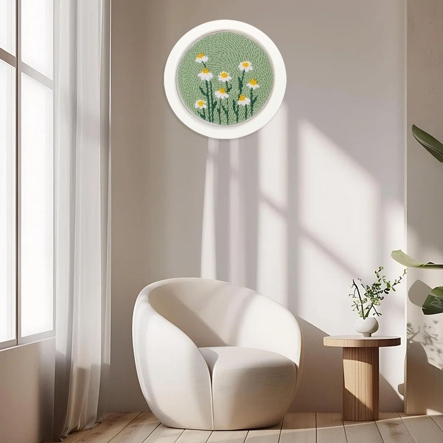 Punch Needle Embroidery Starter Kits, Daisy Flower Punch Needle Kits for Adults Beginner, Punch Needle Kit Tool with Instruction Threader Fabric Yarns and Hoop (65205)