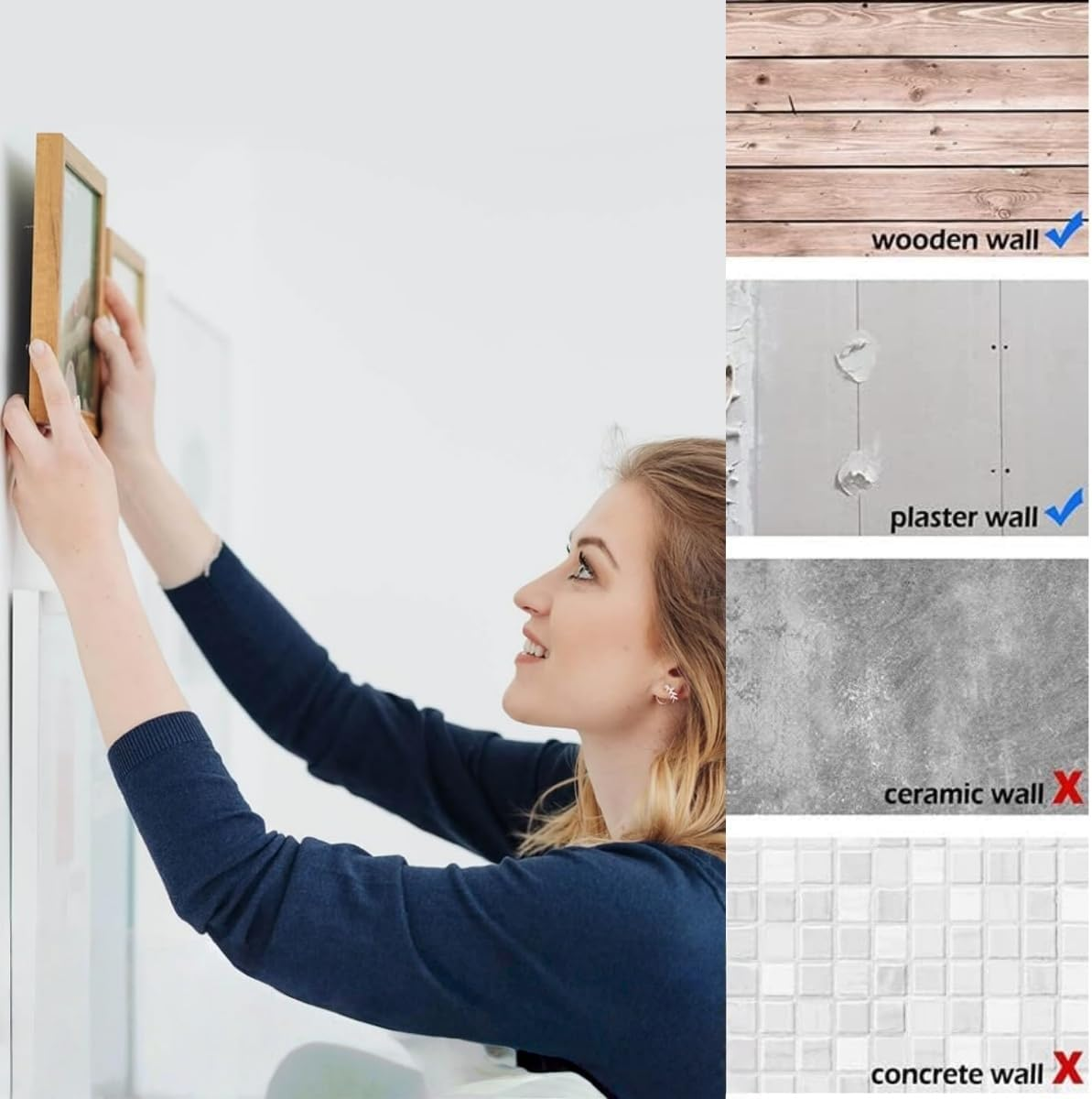 80 Pcs Picture Hanging,Picture Hooks for Hard Wall,Picture Frame Hooks for Pictures, Mirror,Clocks on Drywall and Wood Walls (Silvergold ) image number 5