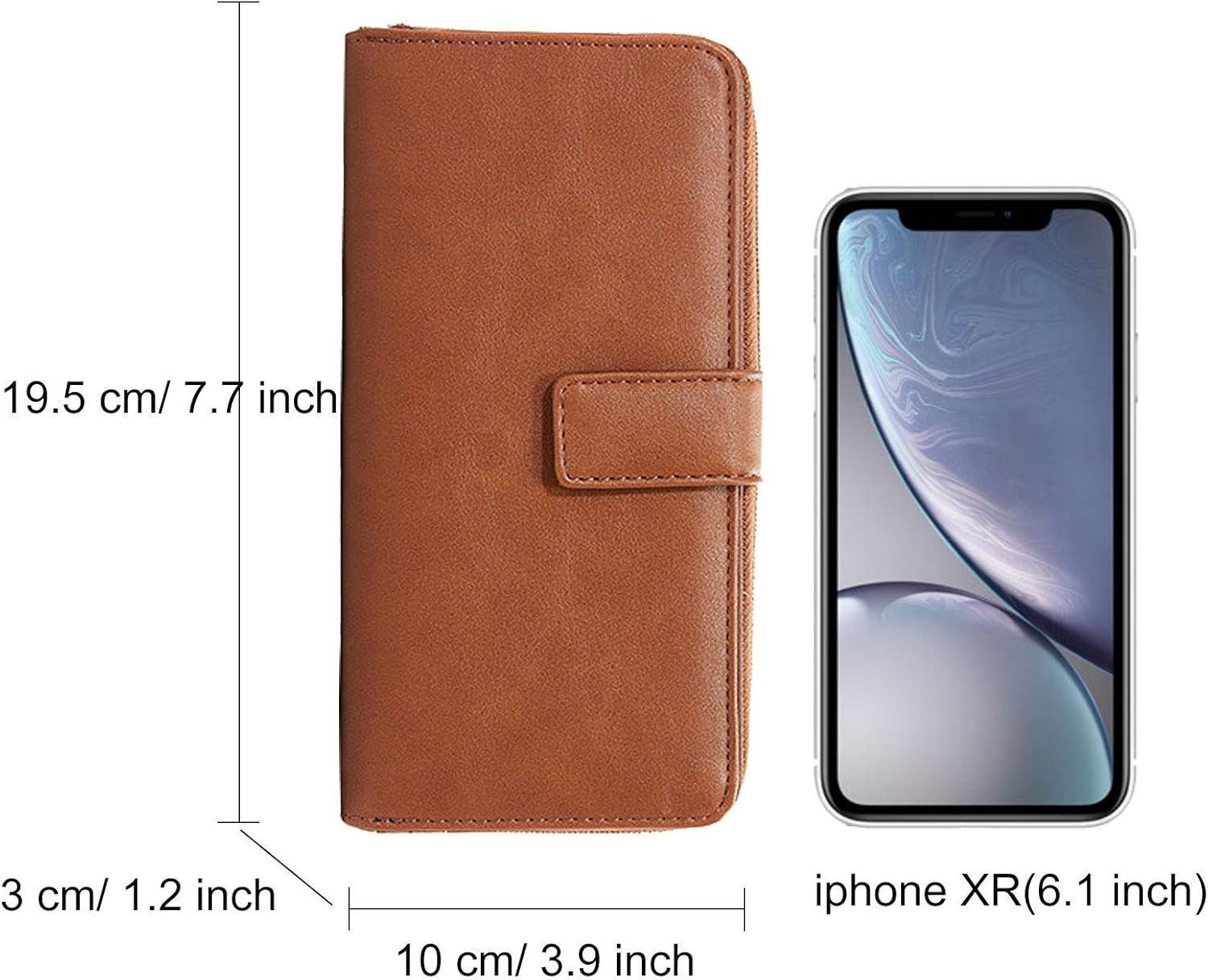 Travel Wallet Passport Holder Phone Pocket Leather Handbag Large Capacity Card Case Flip Layer Zipper Pocket image number 6