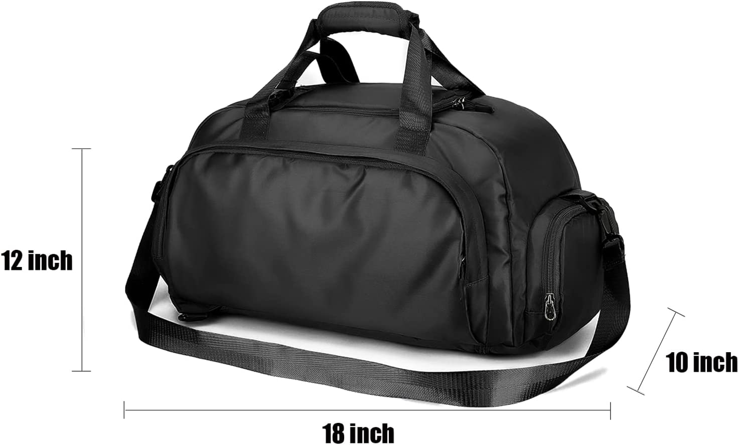 Gym Duffel Bag, Waterproof Sports Gym Bag for Men Women, Weekend Travel Bag, Folded Duffel Bag with Wet Pocket and Shoe Compartment, Sports Duffel Bag, Black image number 5