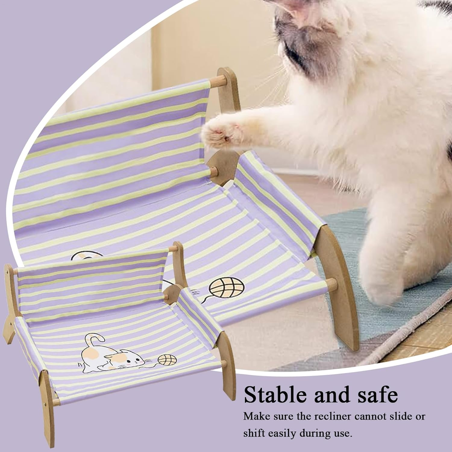 Cat Lounger - Comfortable Kitten Resting Lounge, Soft Breathable Sleeping Stripe Bed | Cozy Cat Soothing Lounger for Apartment Living, Indoor and Outdoor Use, Pet Chair, Comfort with Calming Design